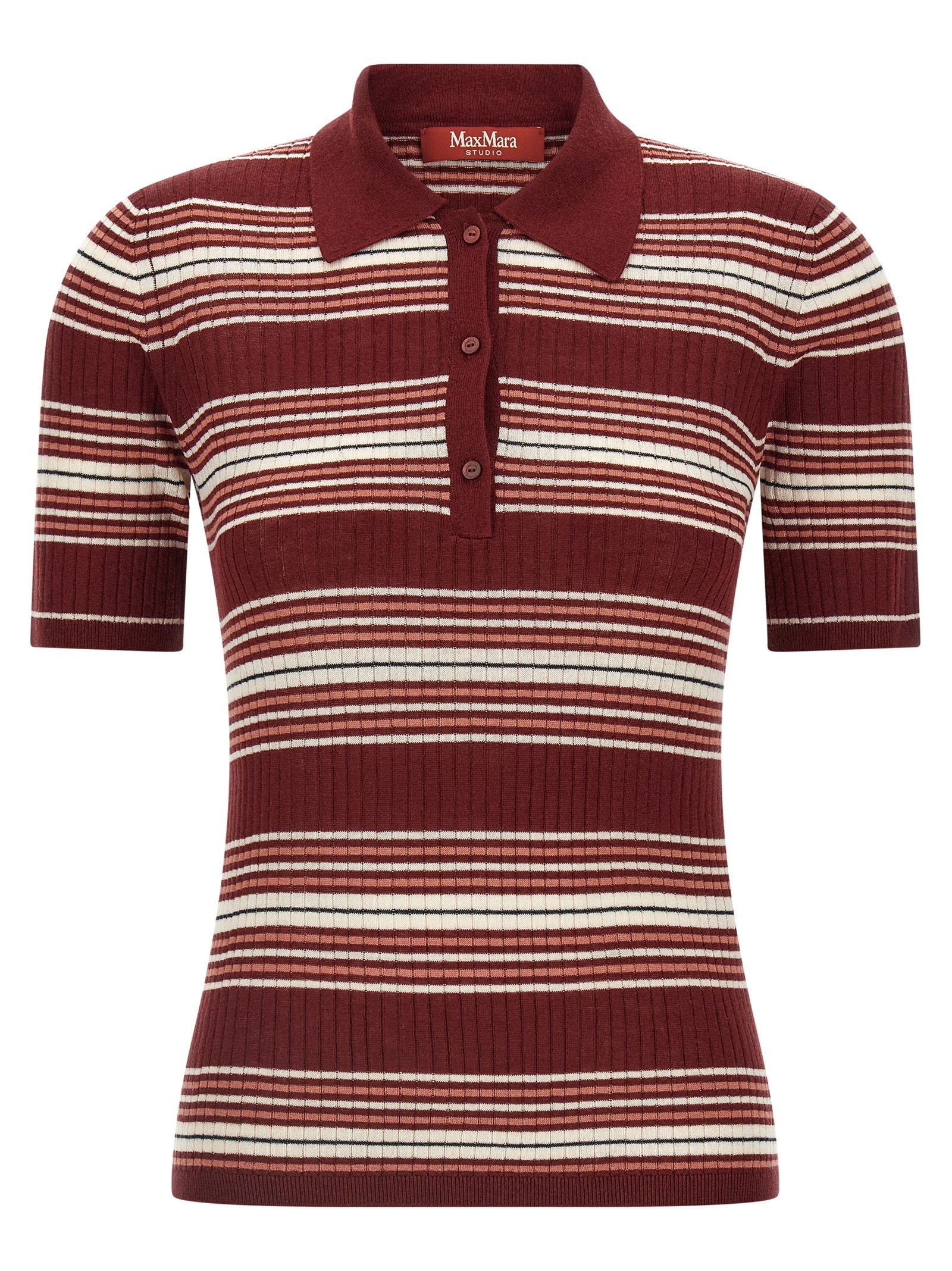 Max Mara Bordeaux Silk Polo Shirt Max Mara