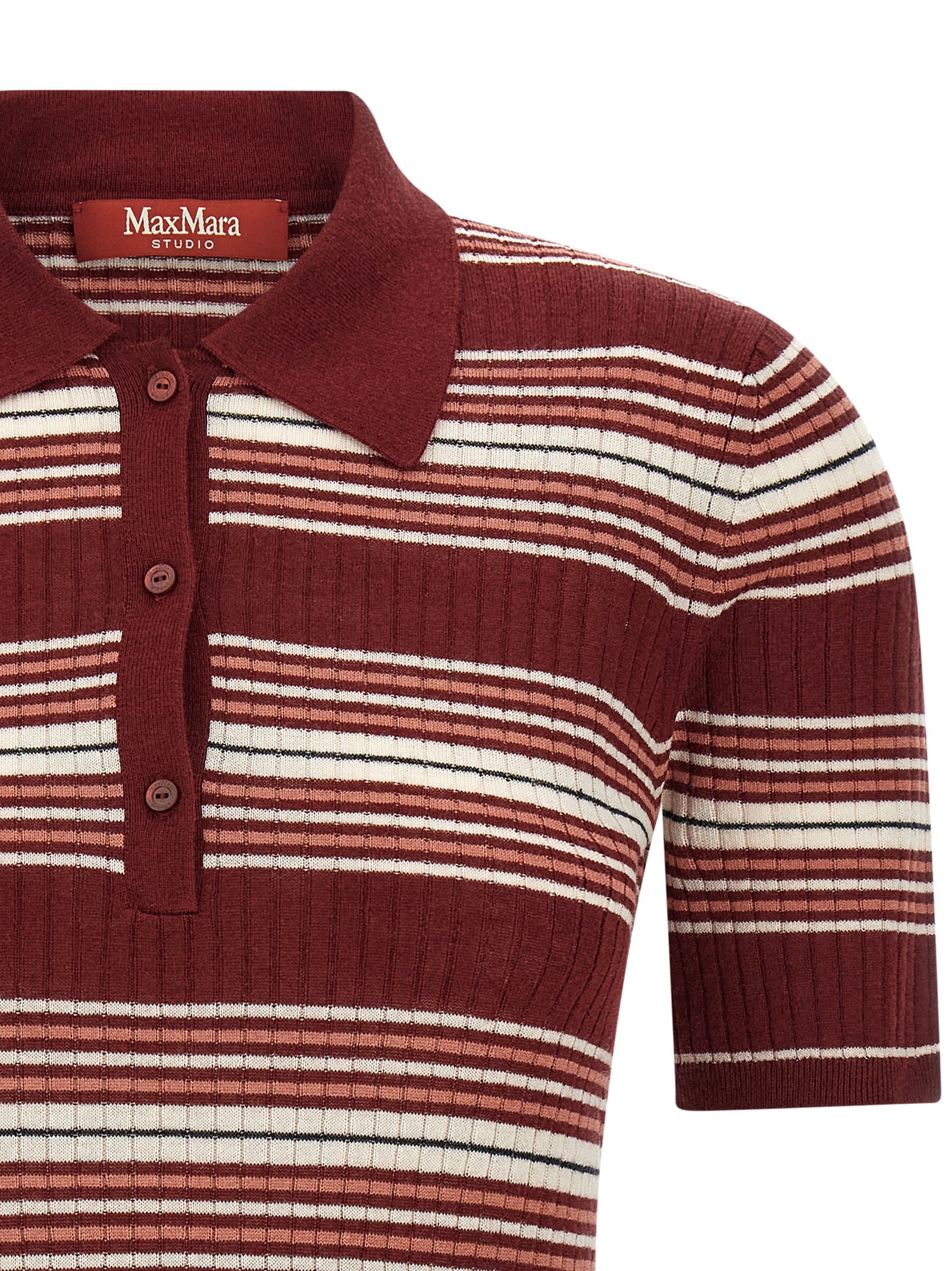 Max Mara Bordeaux Silk Polo Shirt Max Mara