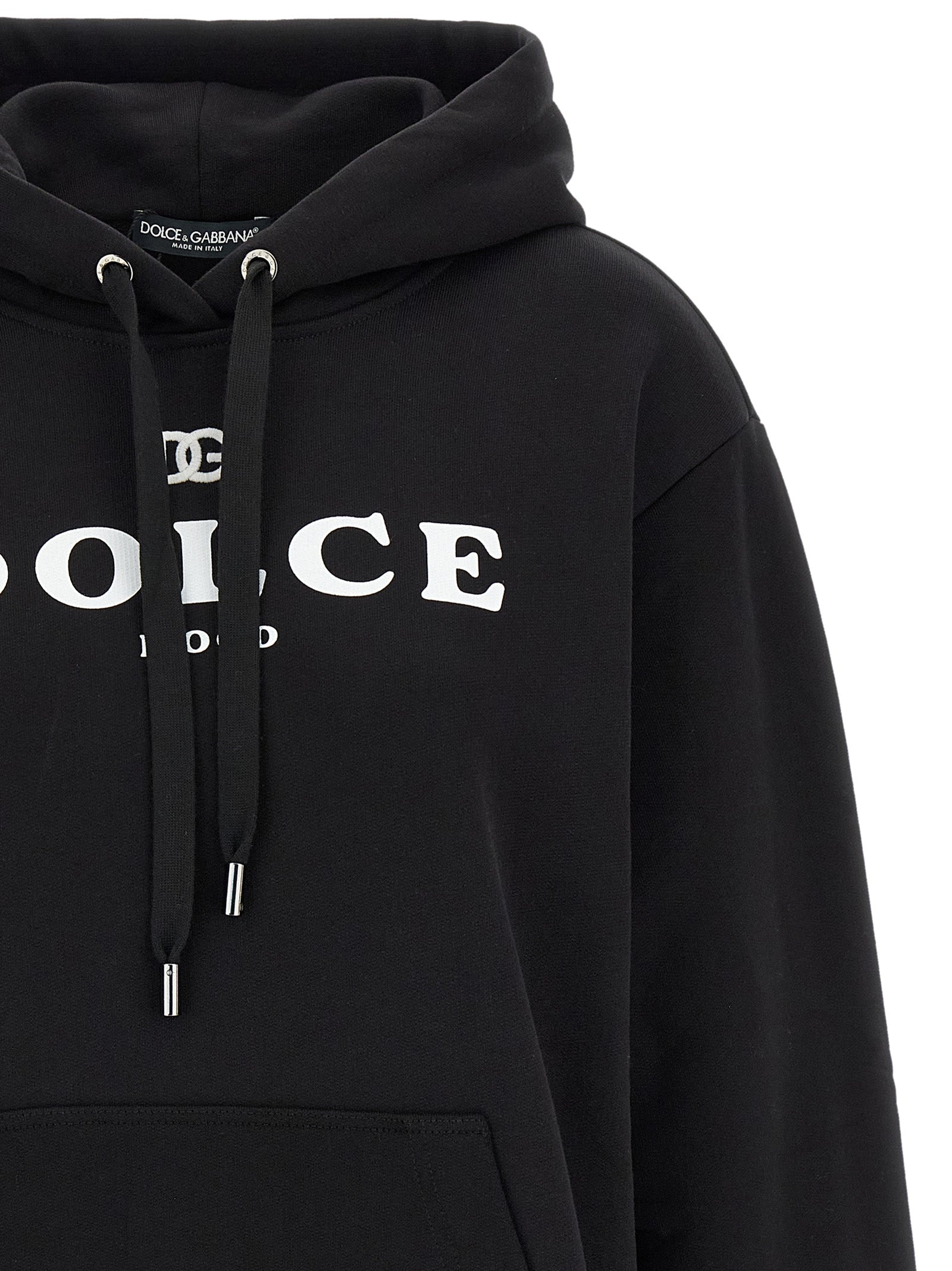 Dolce & Gabbana Black Cotton Hoodie Dolce & Gabbana