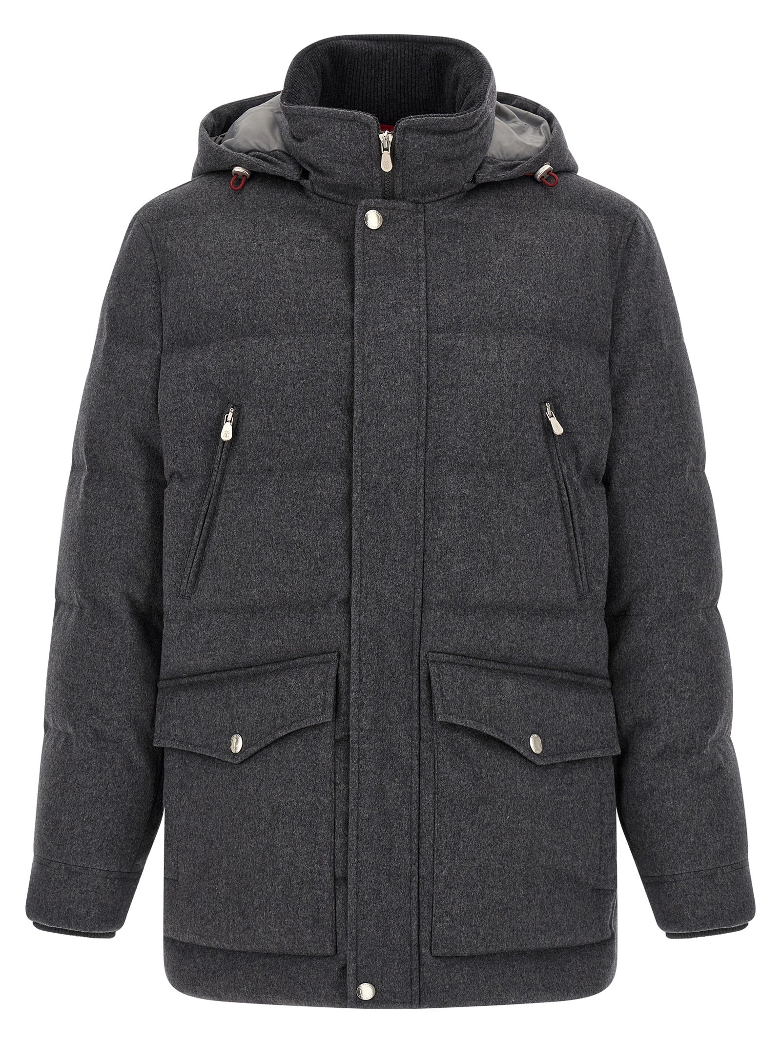 Brunello Cucinelli Gray Wool Parka Brunello Cucinelli
