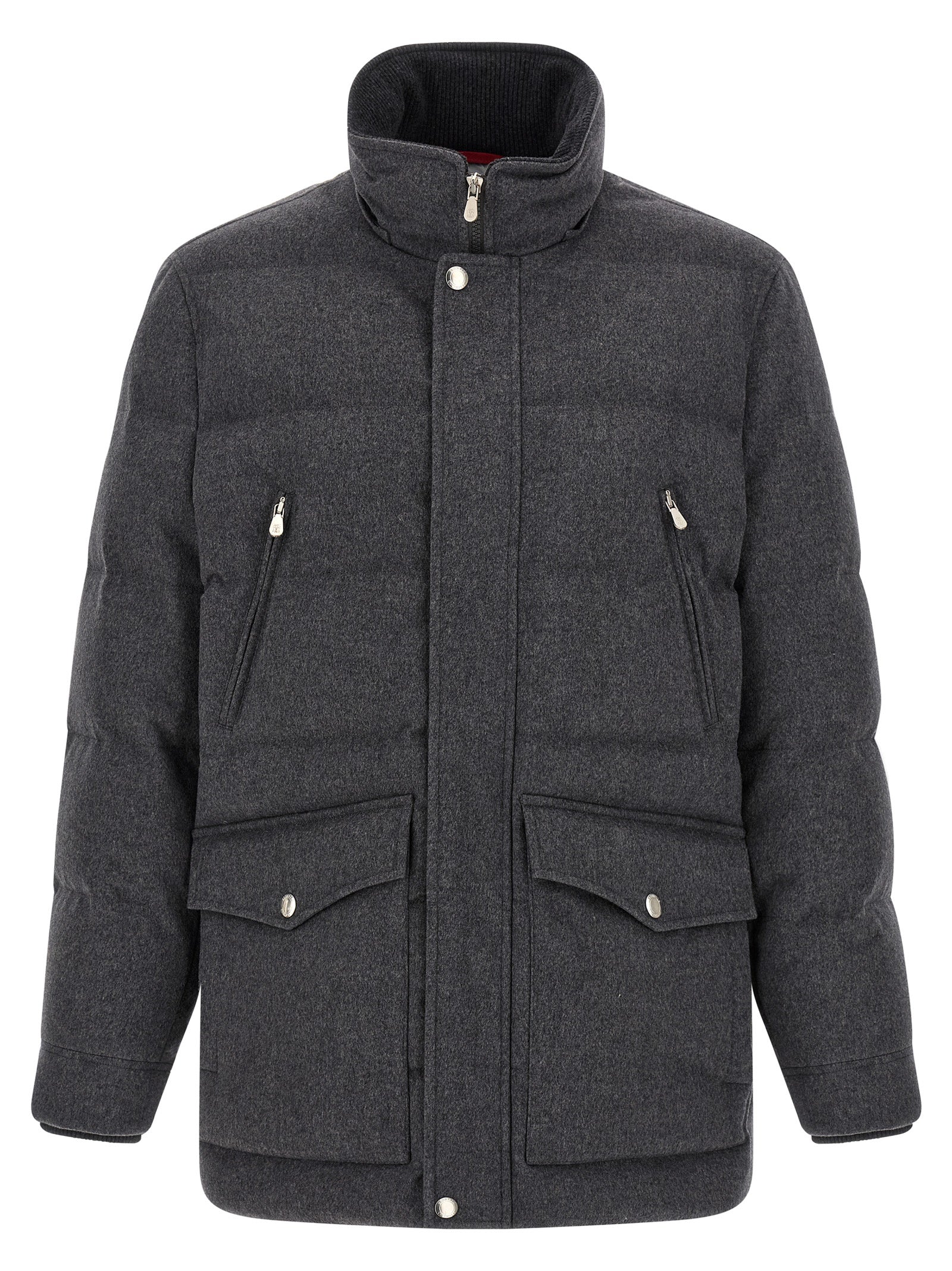 Brunello Cucinelli Gray Wool Parka Brunello Cucinelli
