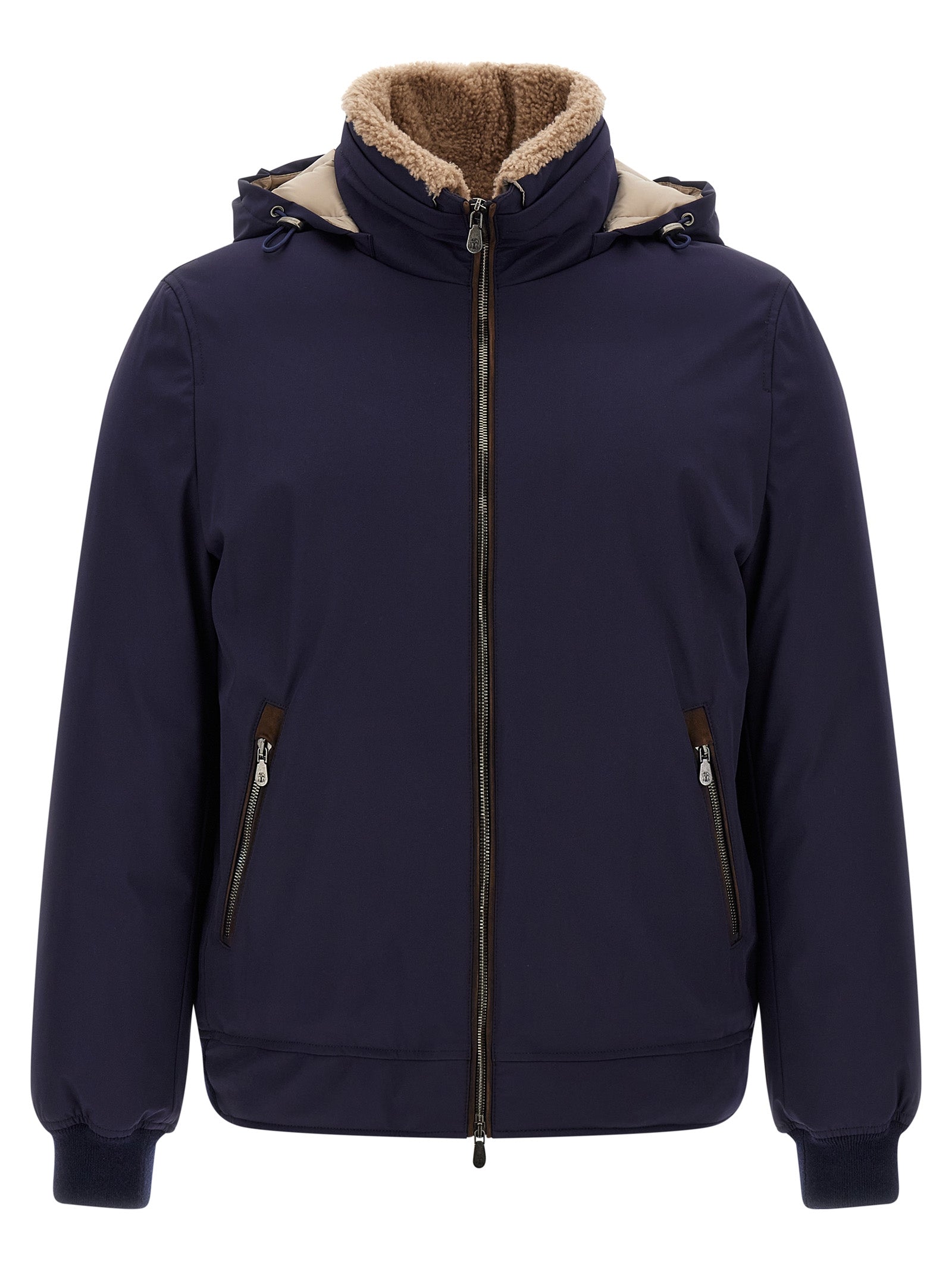 Brunello Cucinelli Blue Polyamide Full-Length Jacket Brunello Cucinelli