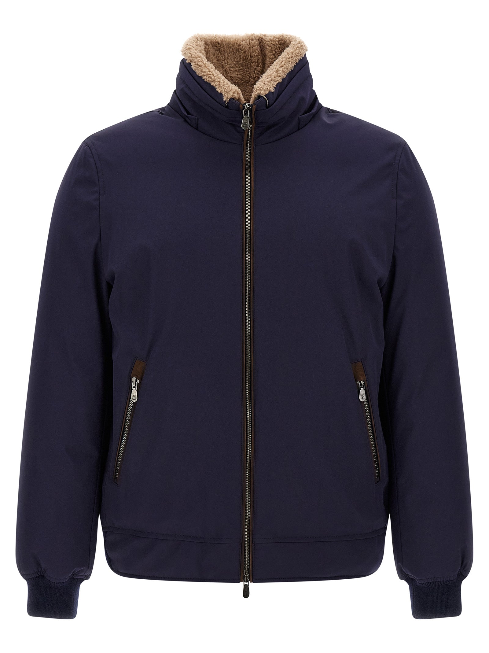 Brunello Cucinelli Blue Polyamide Full-Length Jacket Brunello Cucinelli