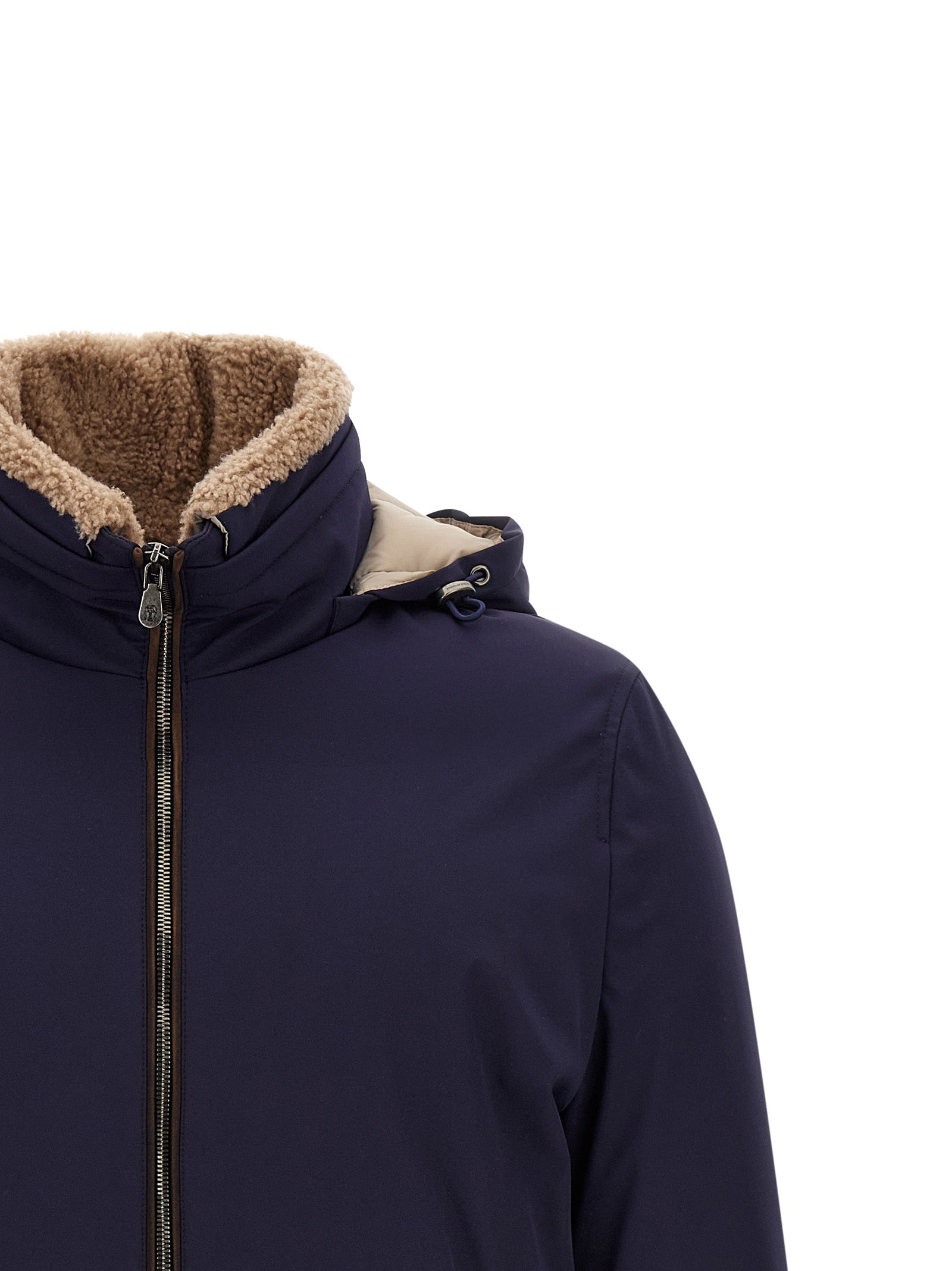 Brunello Cucinelli Blue Polyamide Full-Length Jacket Brunello Cucinelli