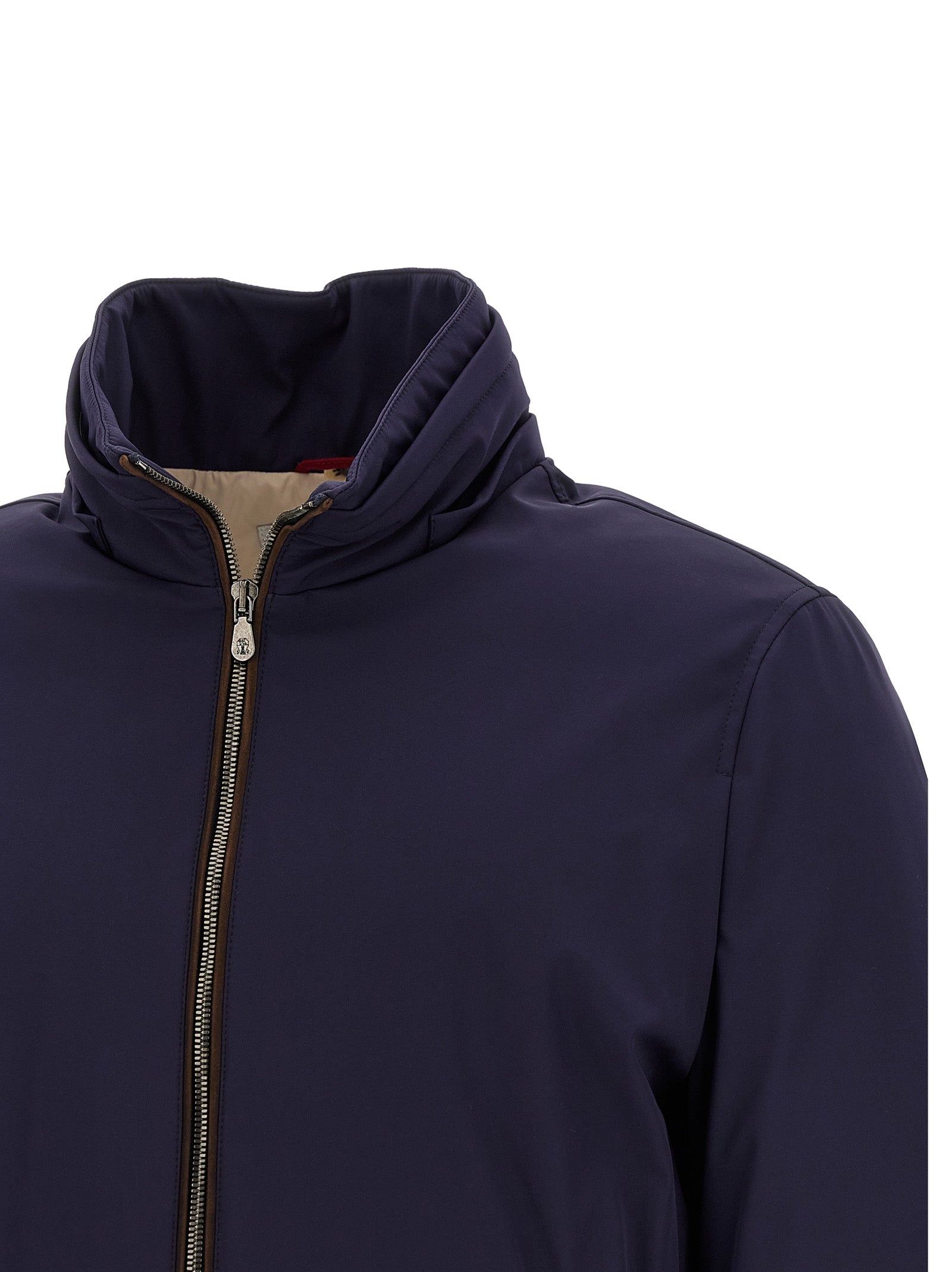 Brunello Cucinelli Blue Polyamide Full-Length Jacket Brunello Cucinelli