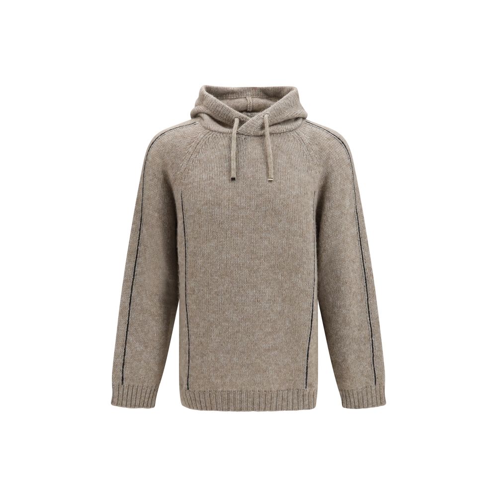Giorgio Armani Beige Alpaca Vicugna Pacos Hoodie Giorgio Armani