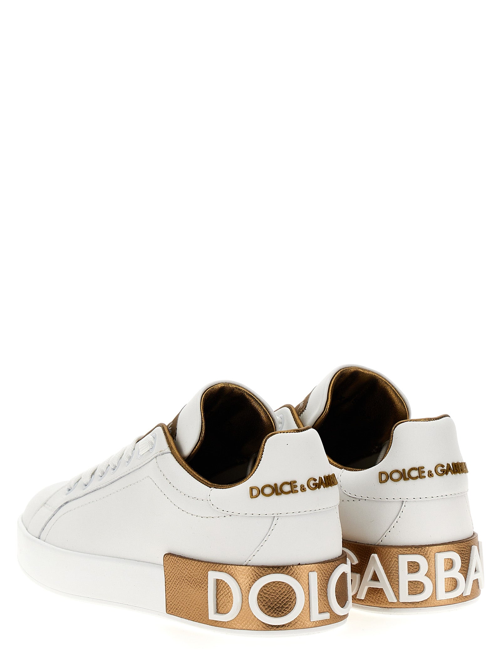 Dolce & Gabbana Gold Calfskin Low Top Sneakers Dolce & Gabbana
