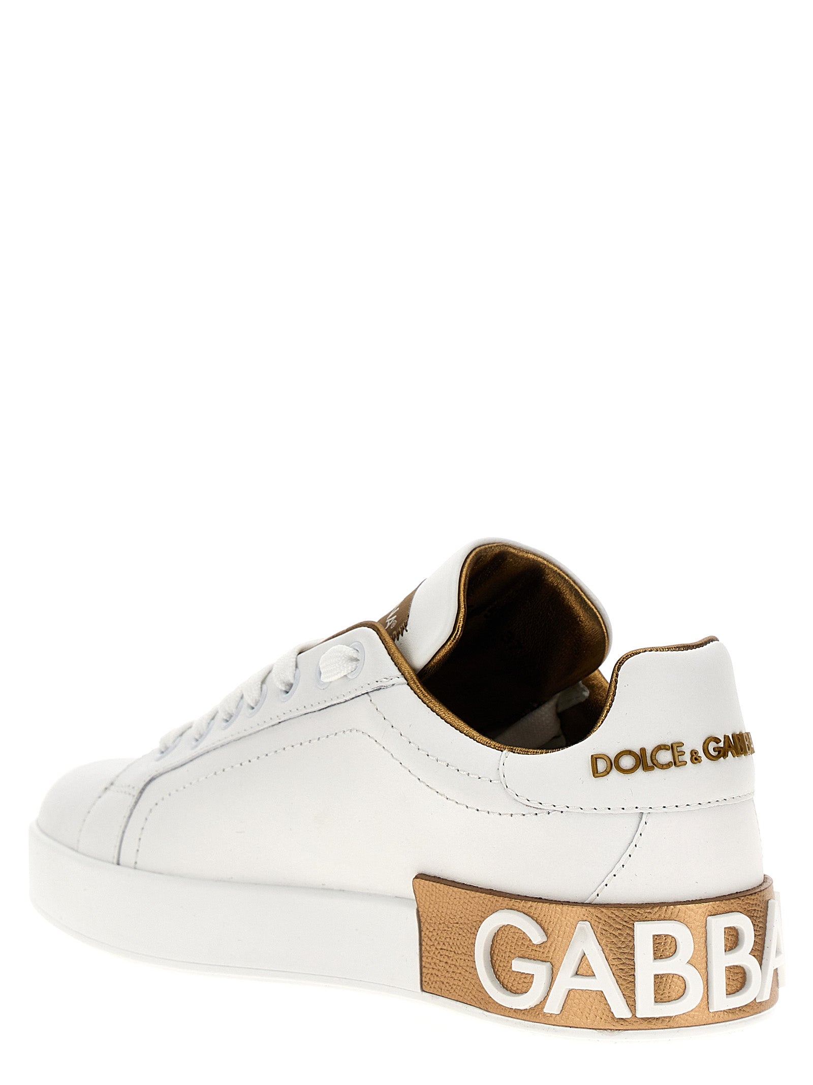 Dolce & Gabbana Gold Calfskin Low Top Sneakers Dolce & Gabbana