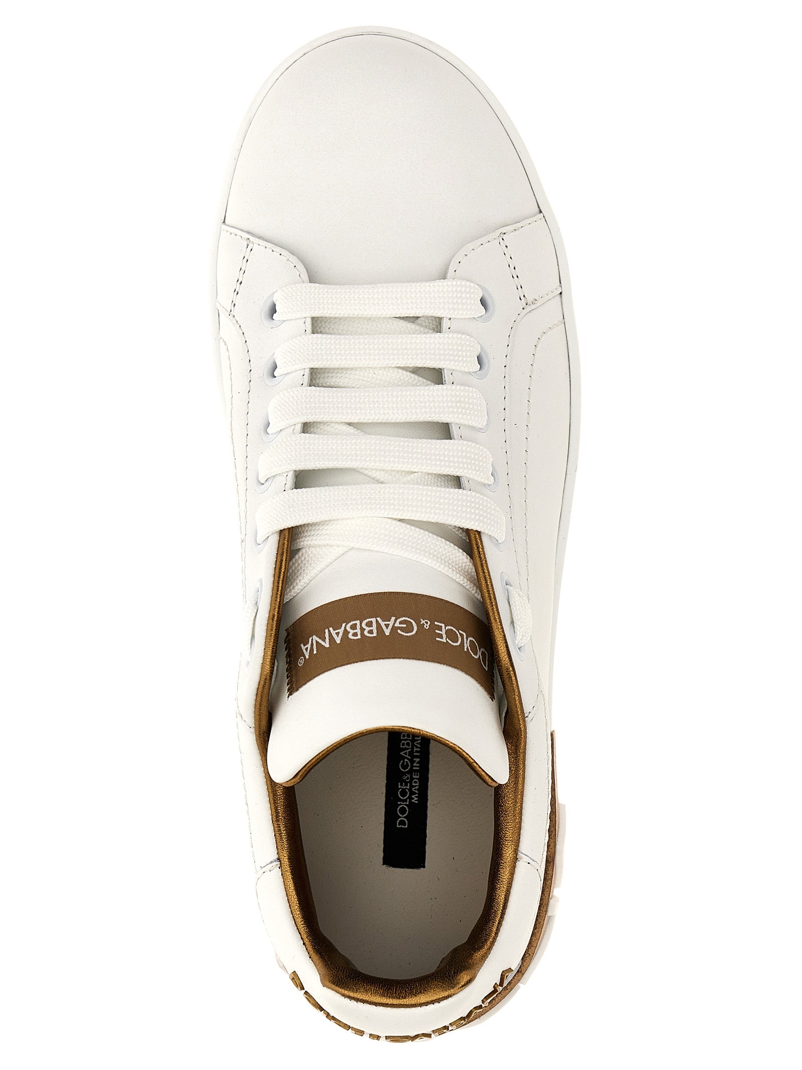 Dolce & Gabbana Gold Calfskin Low Top Sneakers Dolce & Gabbana