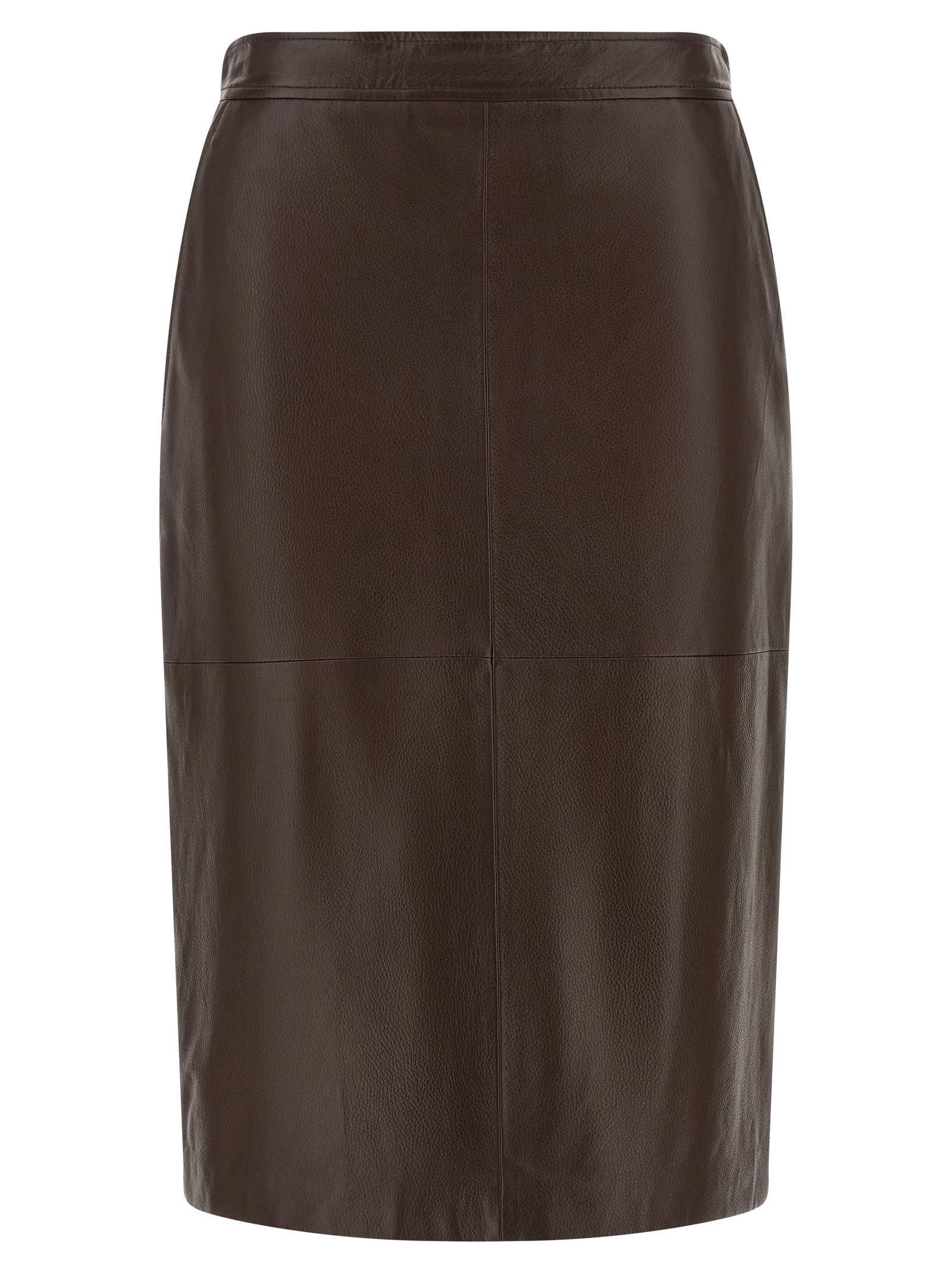 Max Mara Brown Lamb Leather Midi Skirt Max Mara