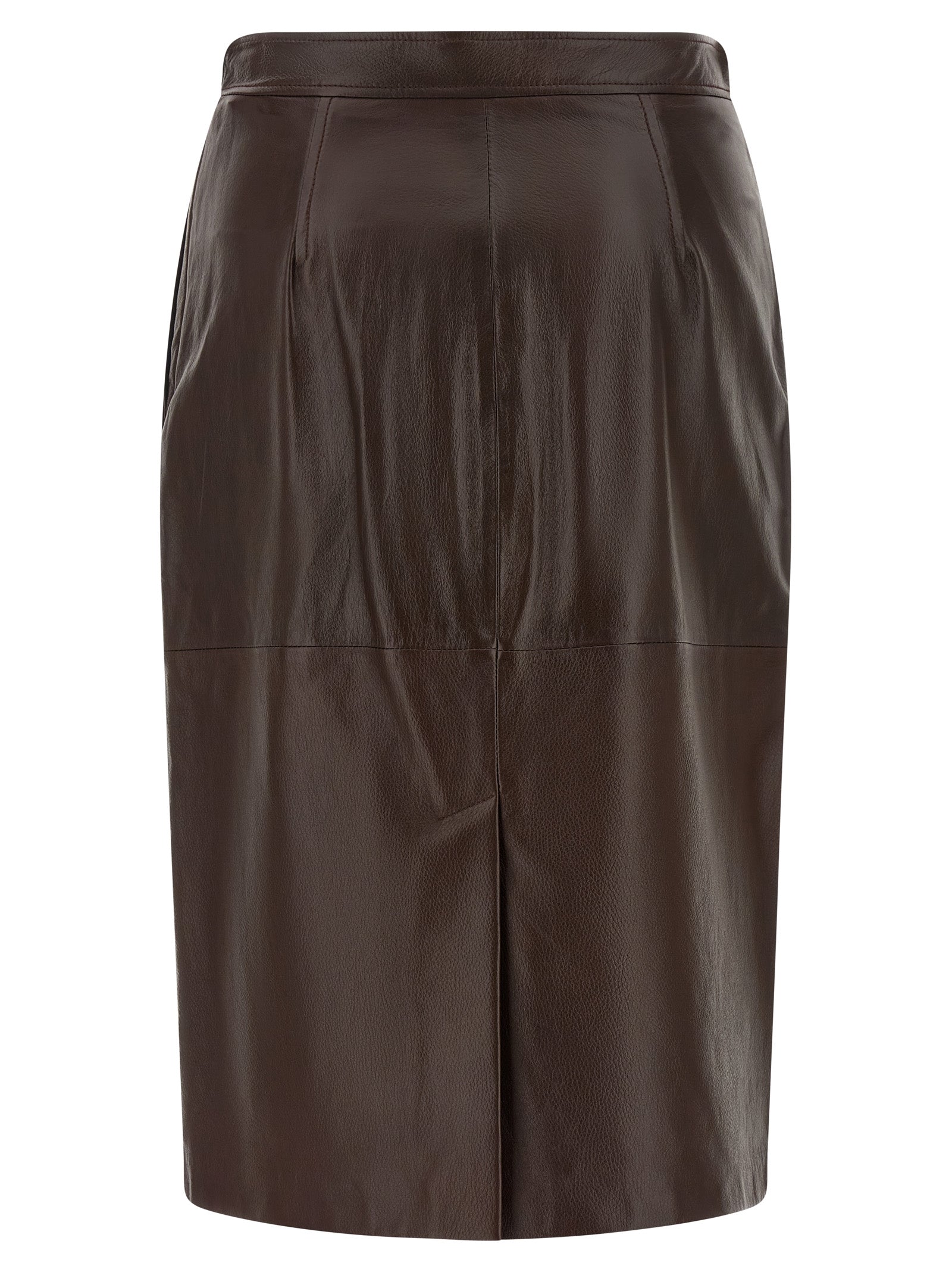 Max Mara Brown Lamb Leather Midi Skirt Max Mara