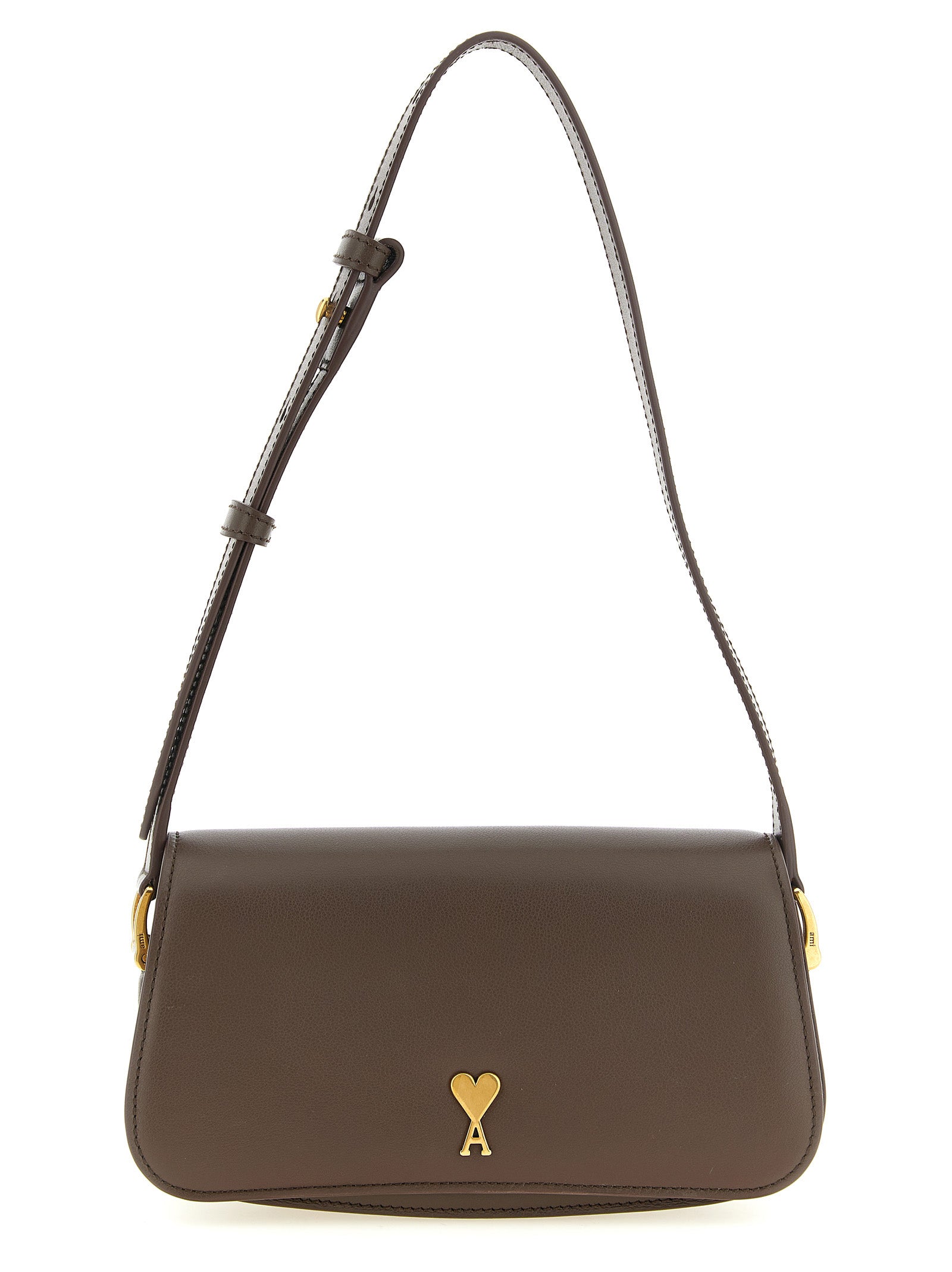 Ami Paris Brown Cowhide Shoulder Bag Ami Paris