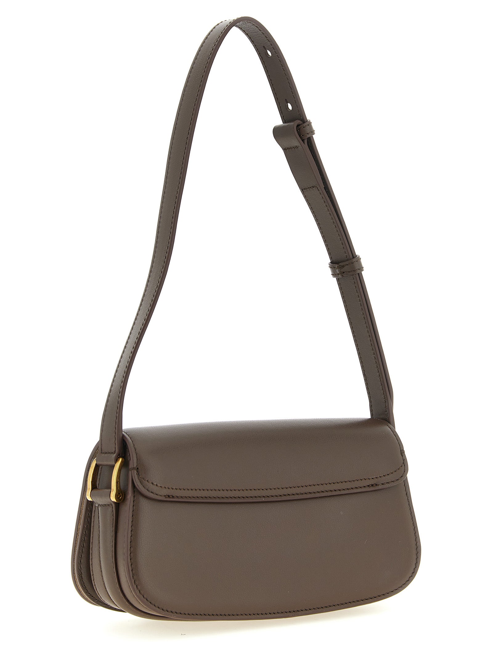 Ami Paris Brown Cowhide Shoulder Bag Ami Paris