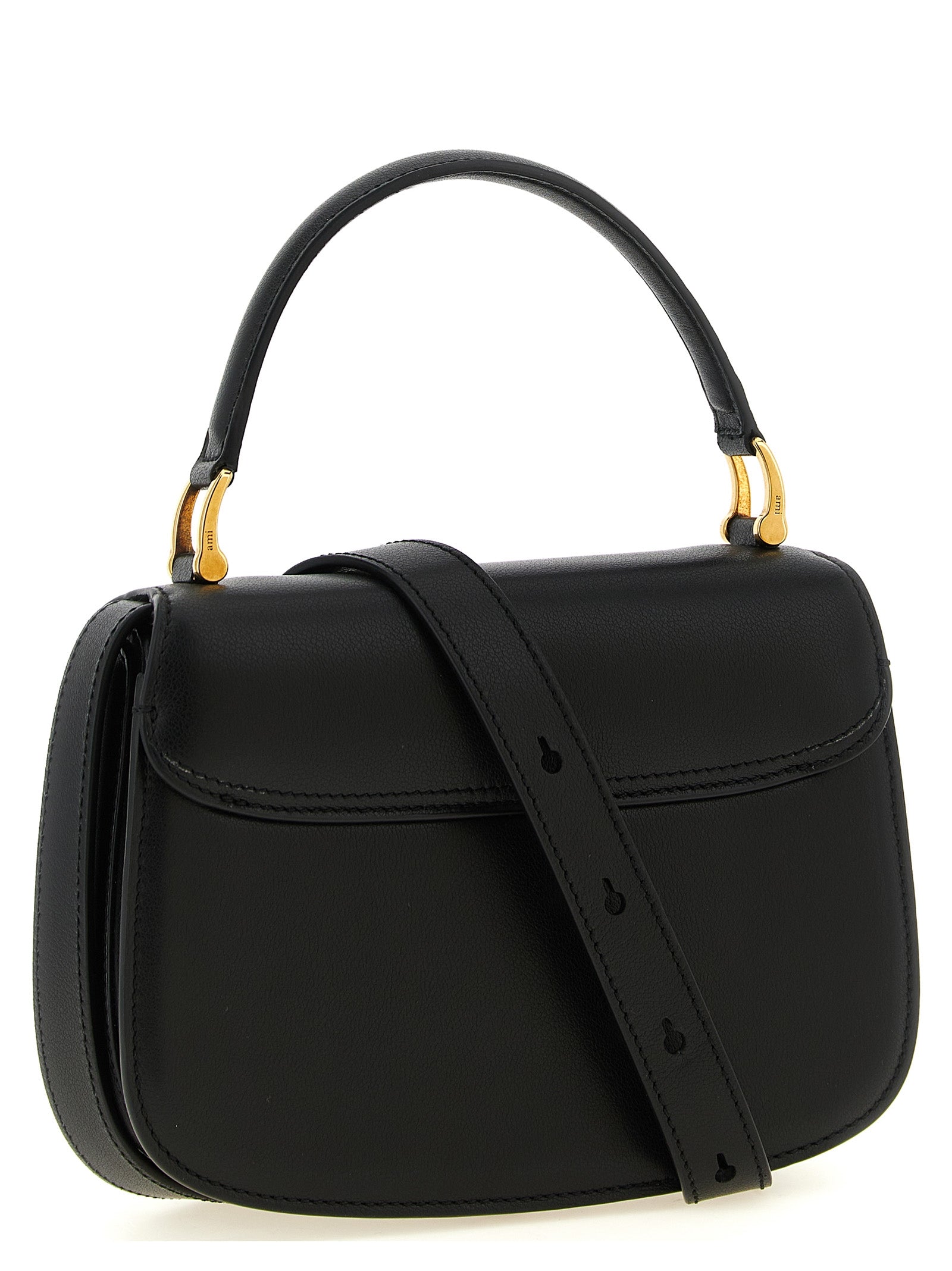 Ami Paris Black Cowhide Handbag Ami Paris