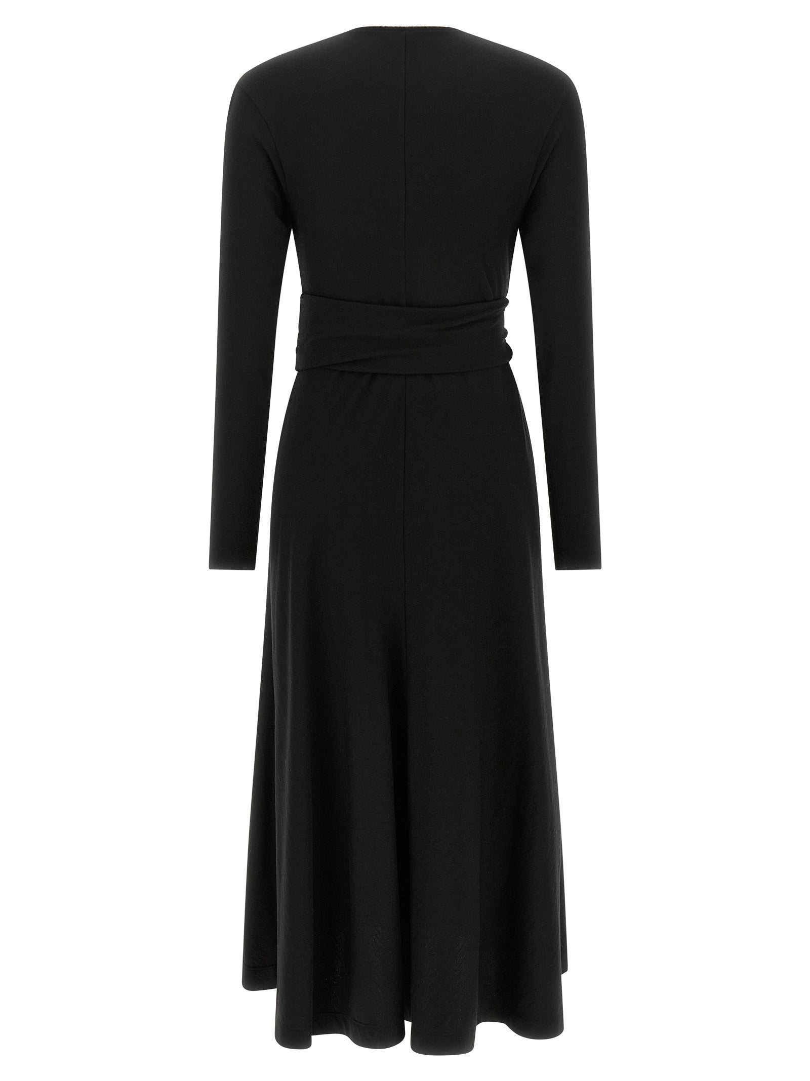 Brunello Cucinelli Black Virgin Wool Midi Dress Brunello Cucinelli