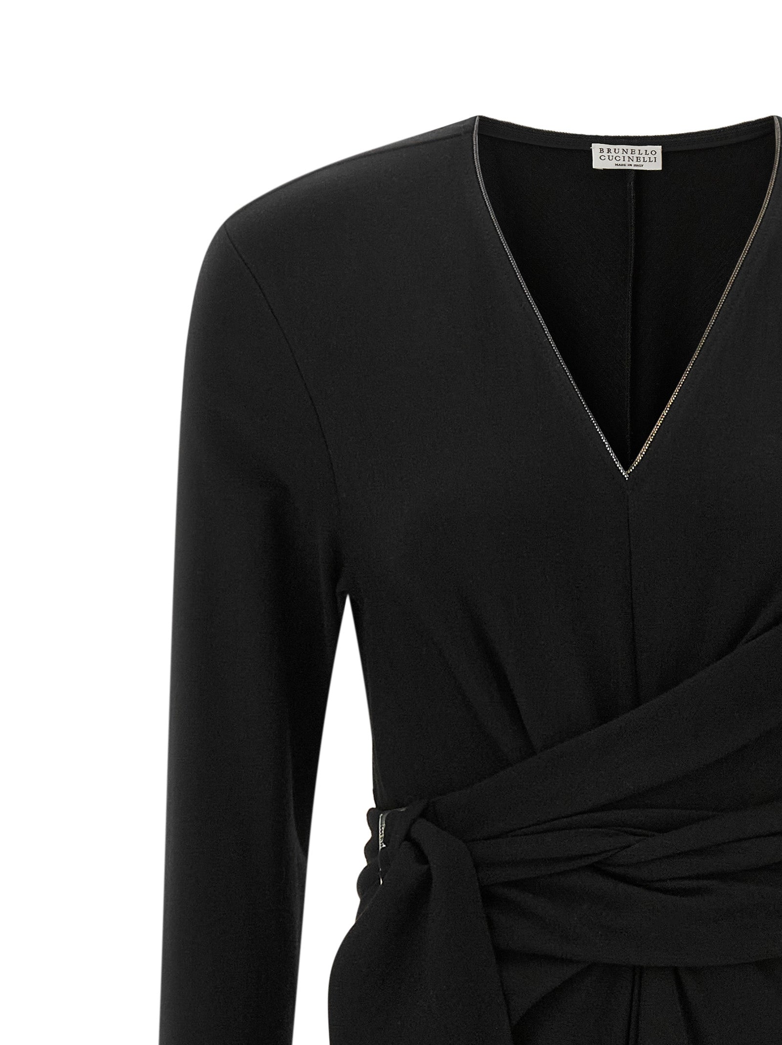 Brunello Cucinelli Black Virgin Wool Midi Dress Brunello Cucinelli