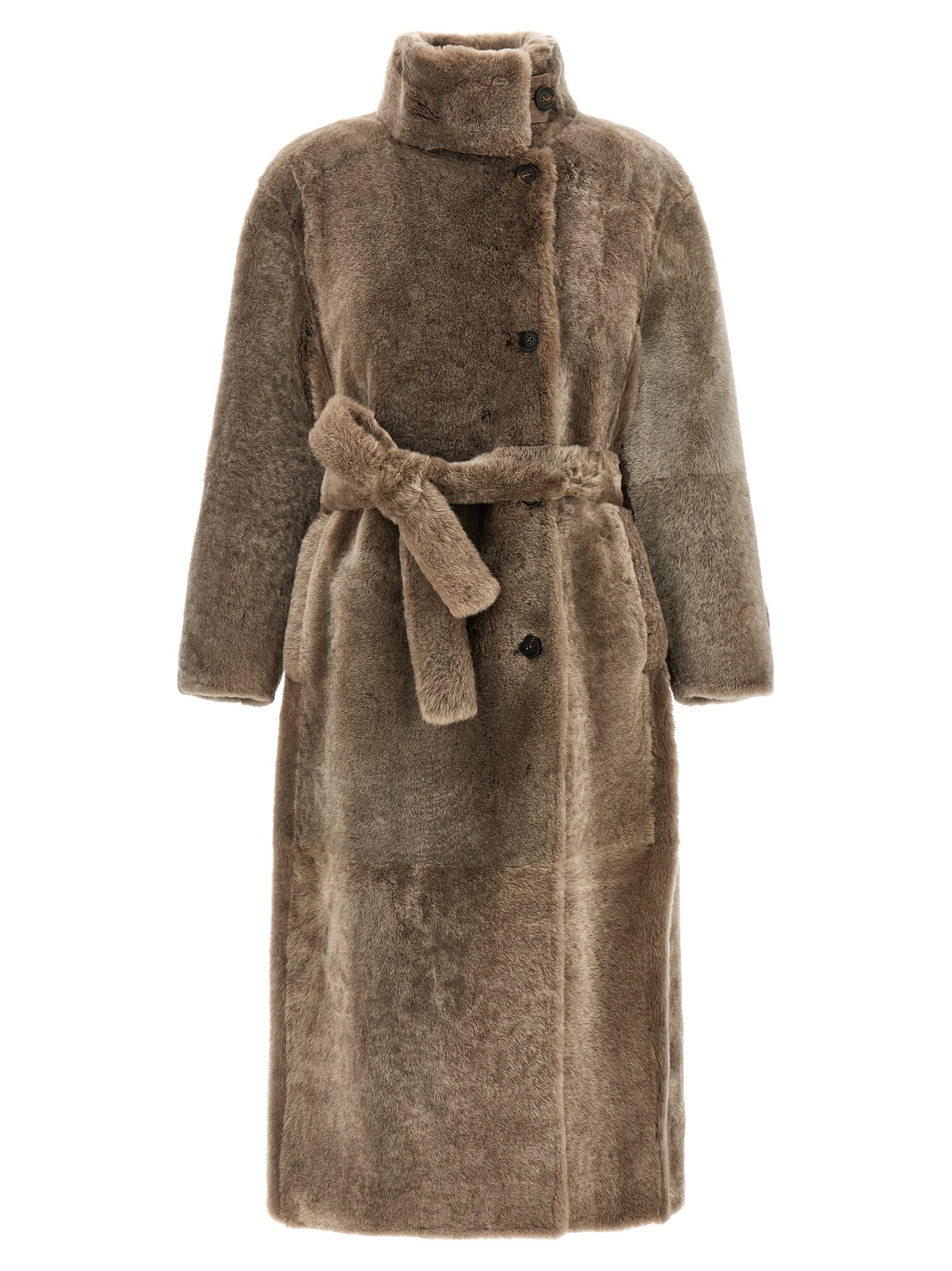 Brunello Cucinelli Brown Lamb Leather Coat Brunello Cucinelli