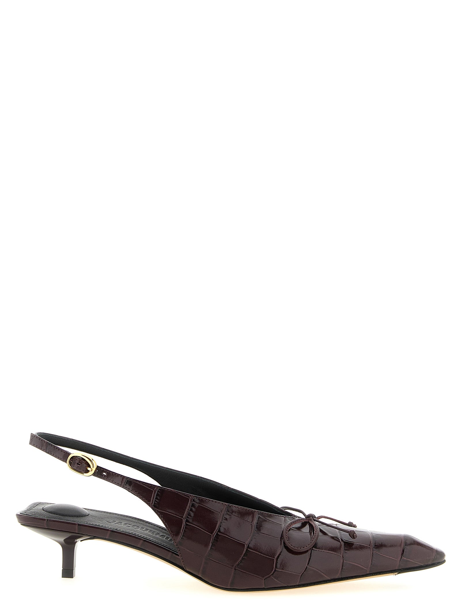 Jacquemus Bordeaux Calfskin Mid Heel Pumps Jacquemus