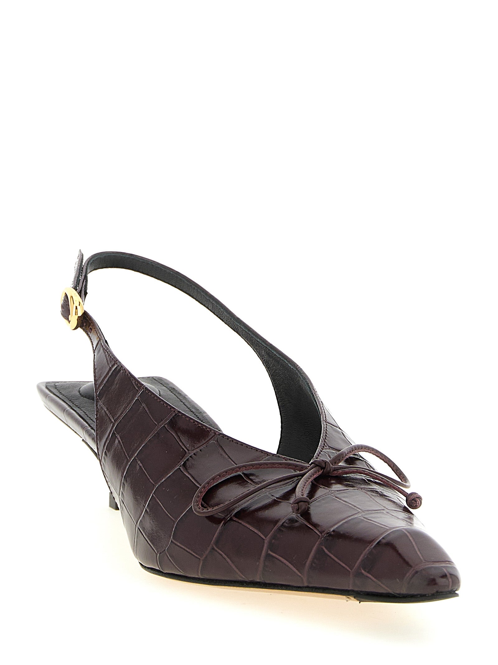 Jacquemus Bordeaux Calfskin Mid Heel Pumps Jacquemus