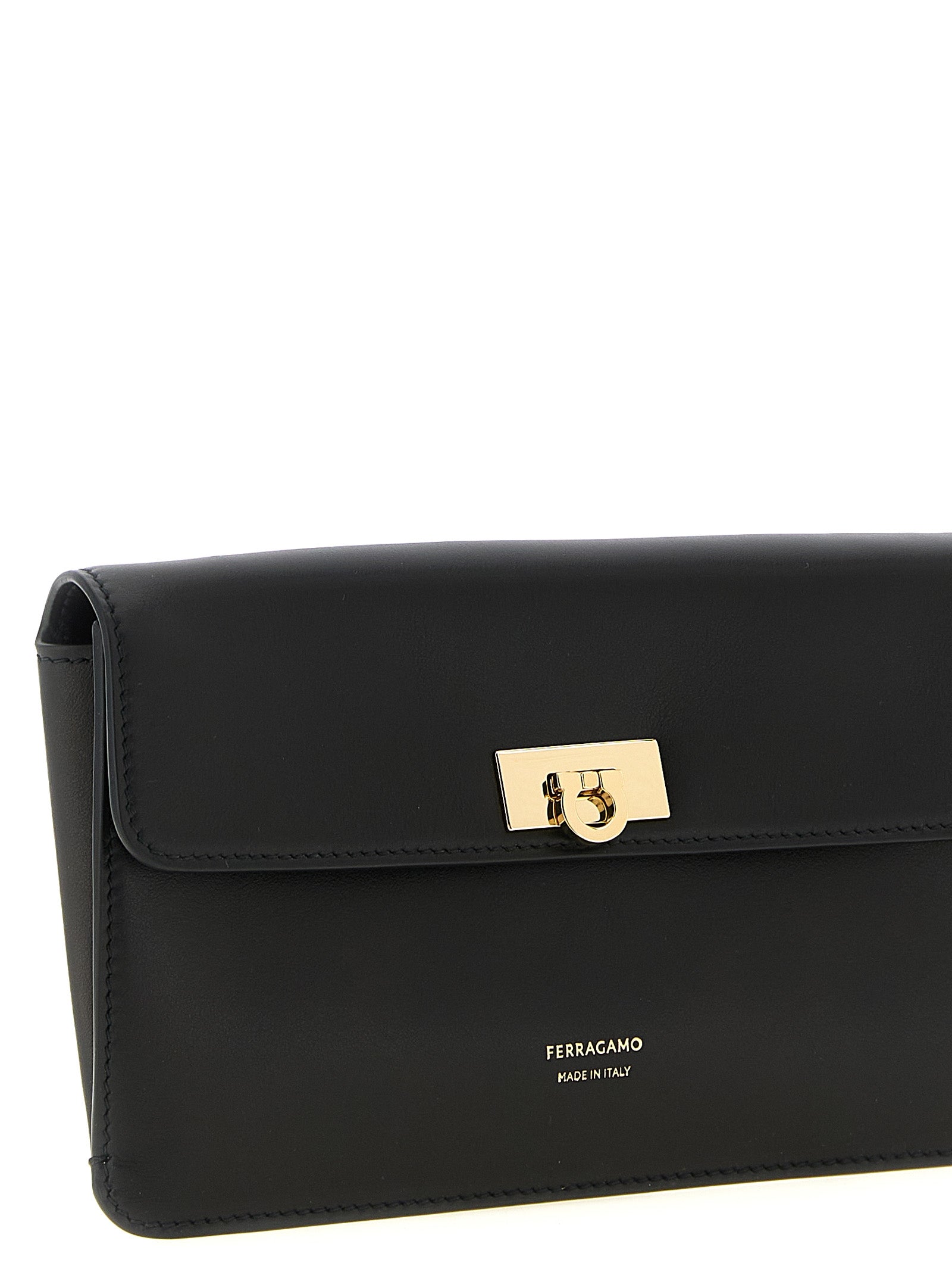 Ferragamo Black Calfskin Clutch Bag Ferragamo