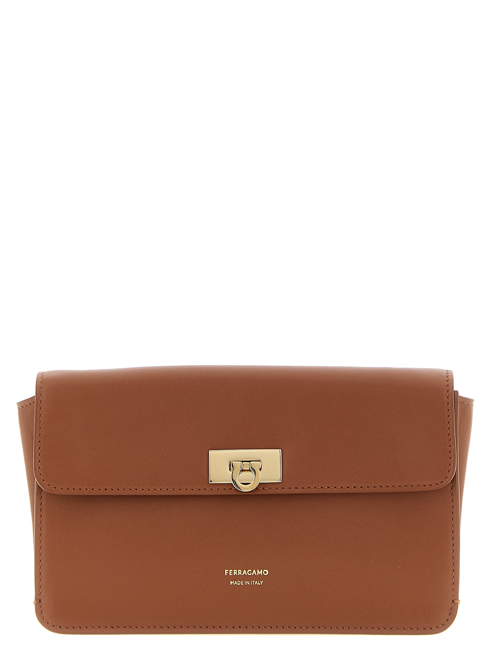 Ferragamo Brown Calfskin Clutch Bag Ferragamo
