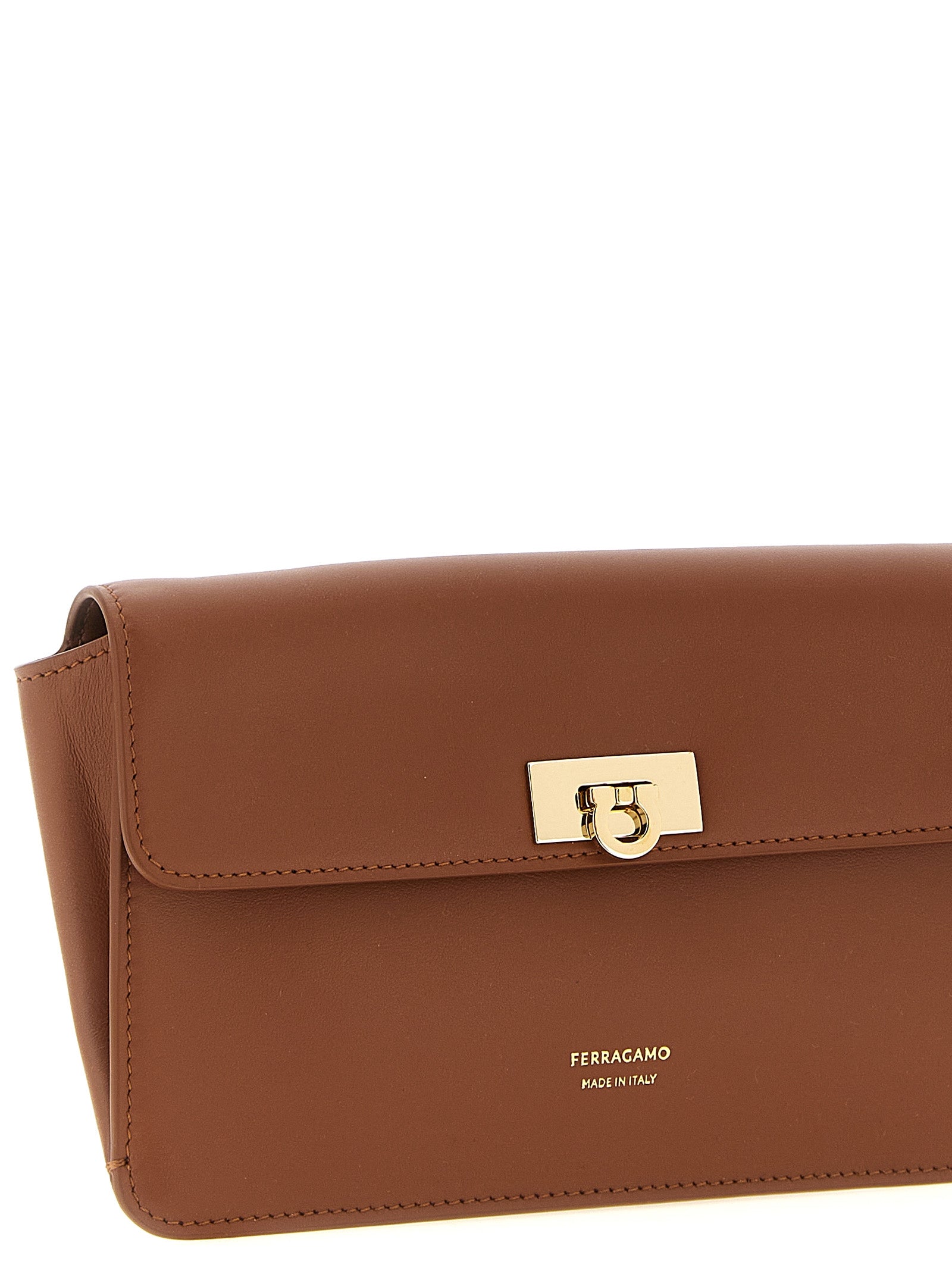 Ferragamo Brown Calfskin Clutch Bag Ferragamo