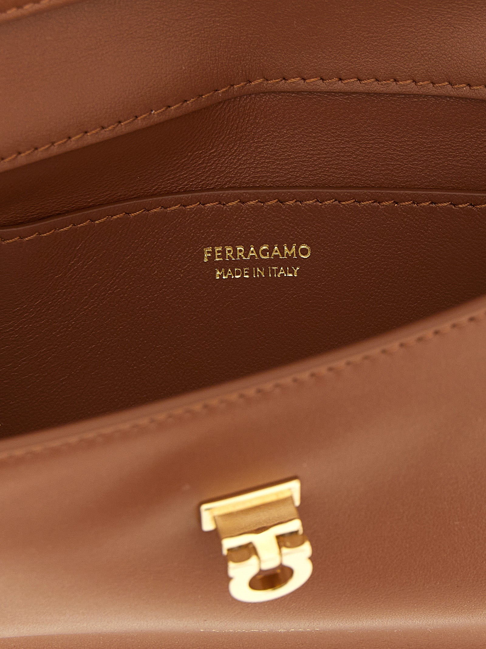 Ferragamo Brown Calfskin Clutch Bag Ferragamo