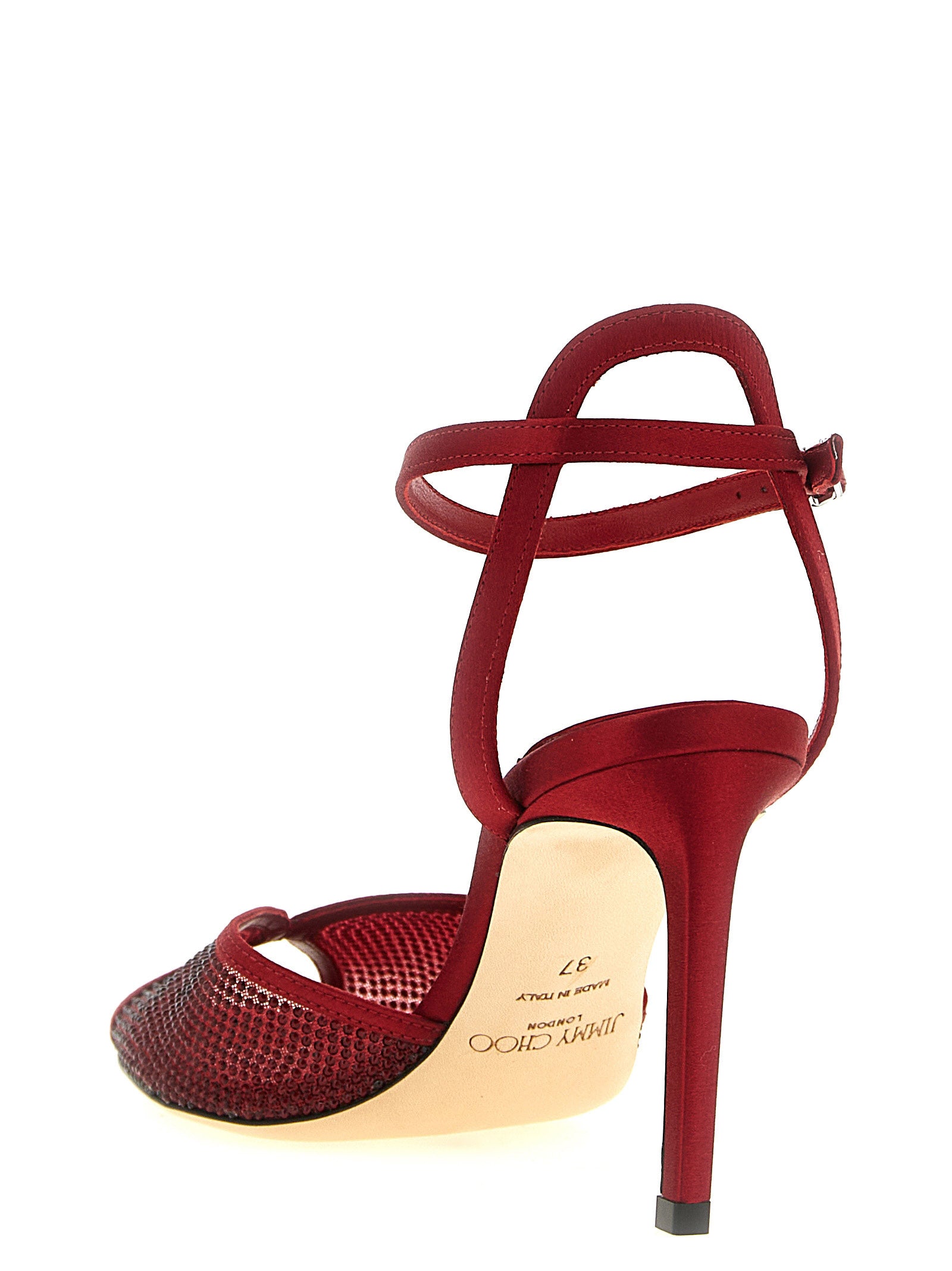 Jimmy Choo Red Lamb Leather Stiletto Heel Sandals Jimmy Choo