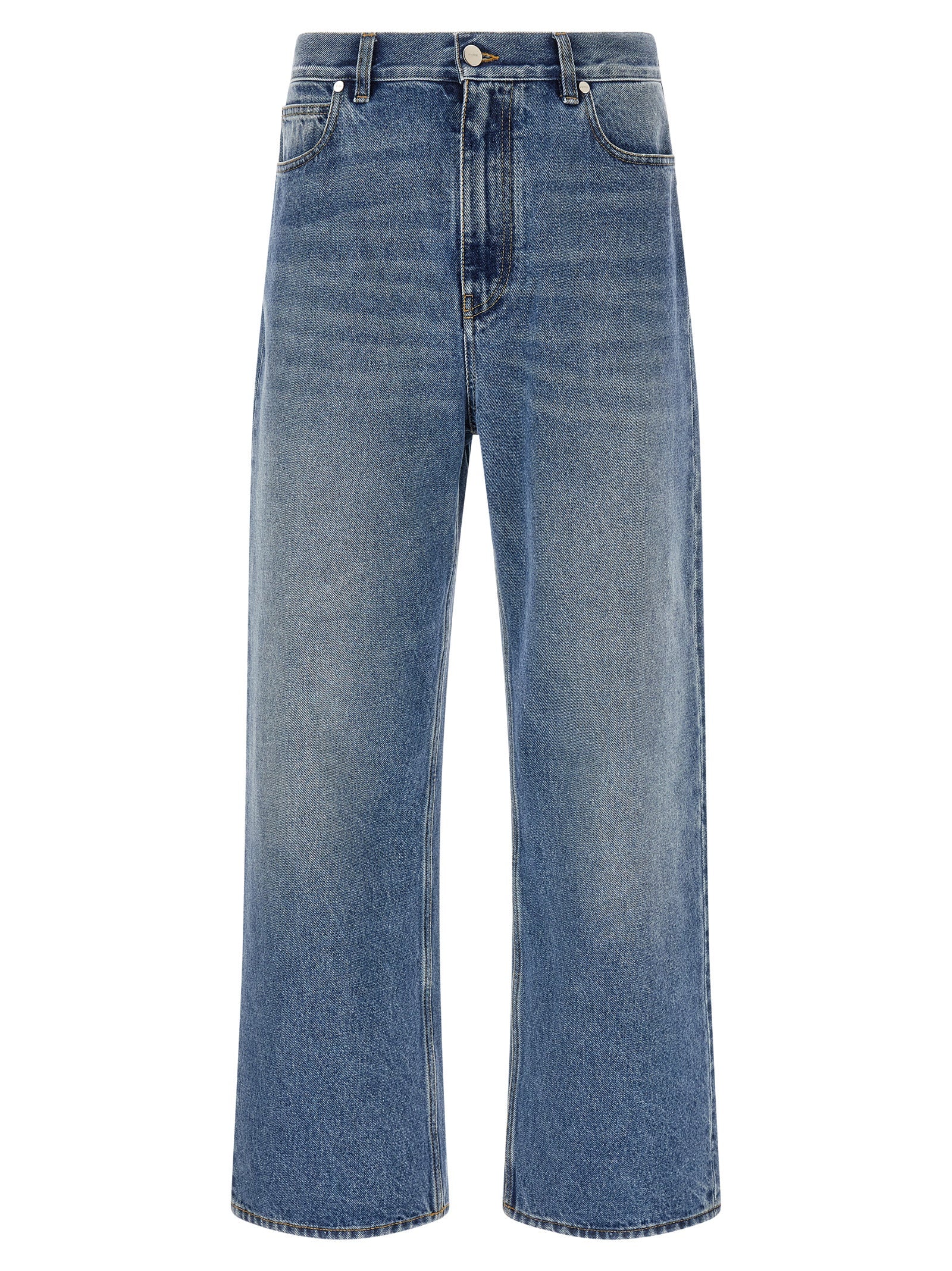 Fendi Blue Cotton Relaxed Fit Jeans