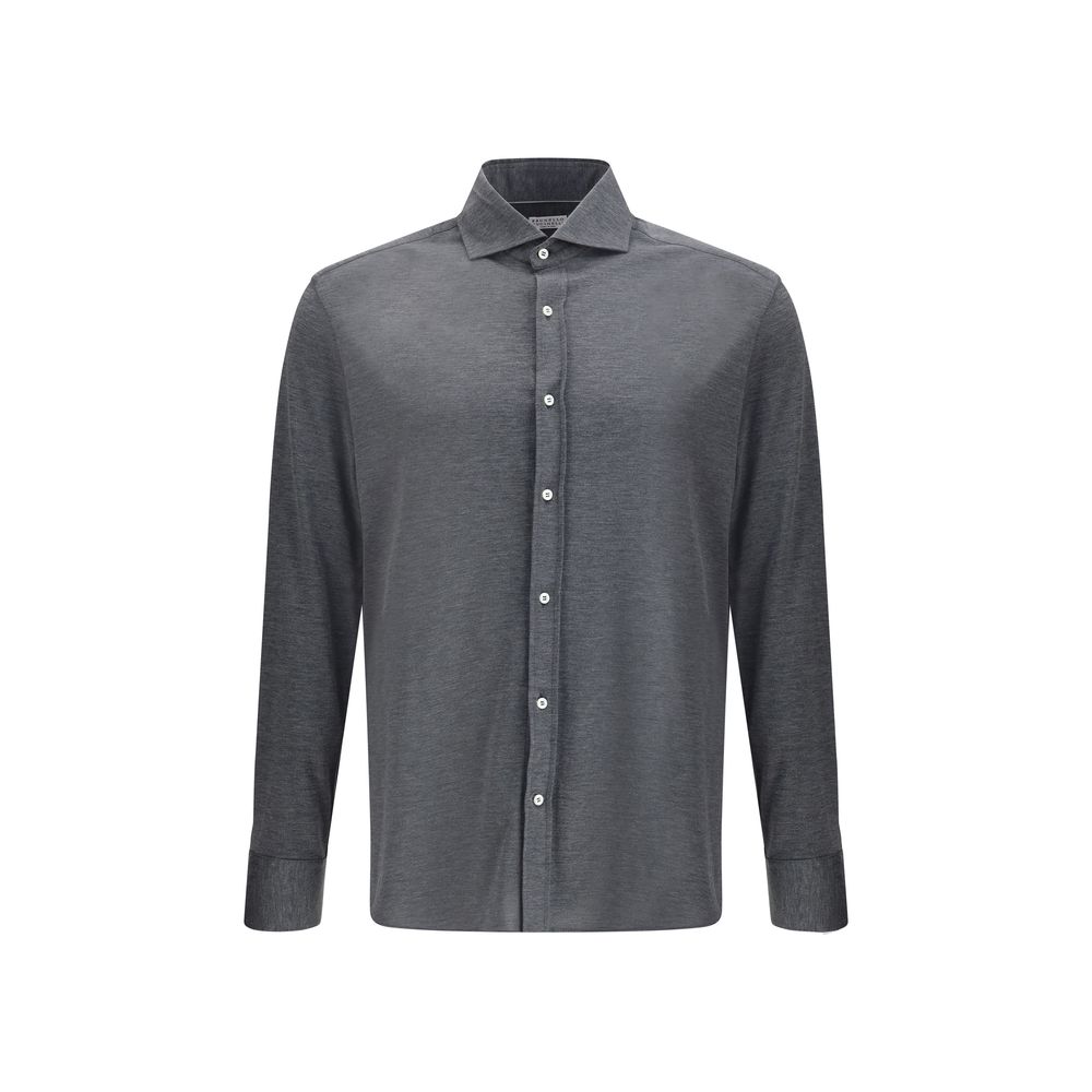 Brunello Cucinelli Gray Silk Dress Shirt