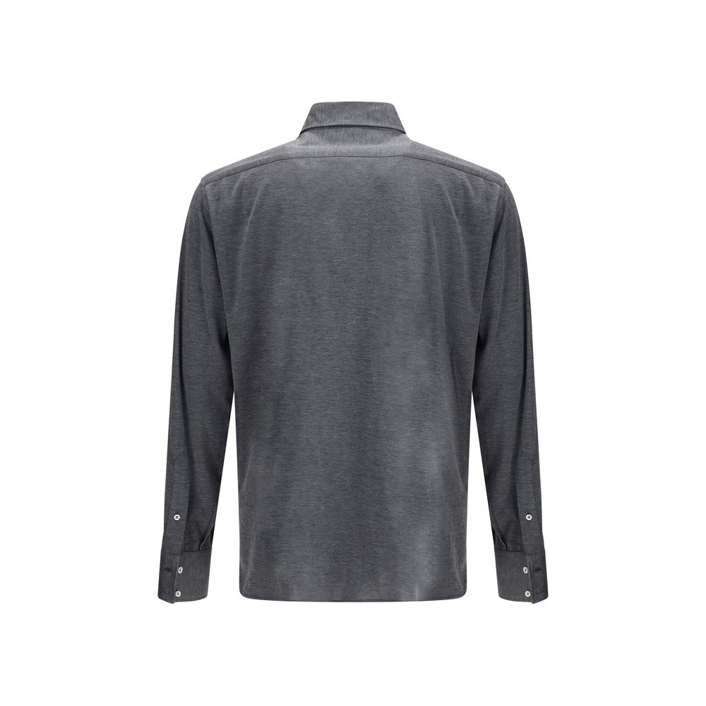 Brunello Cucinelli Gray Silk Dress Shirt
