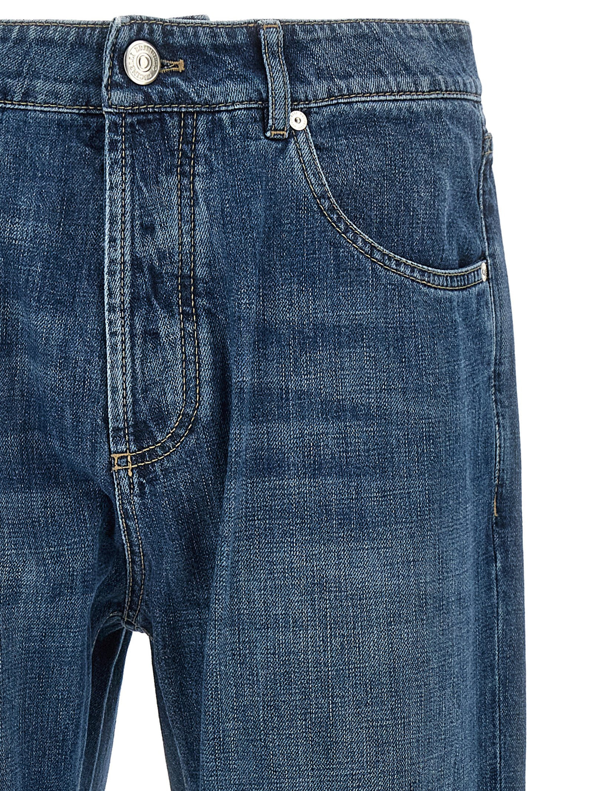 Brunello Cucinelli Blue Cotton Straight-Leg Jeans