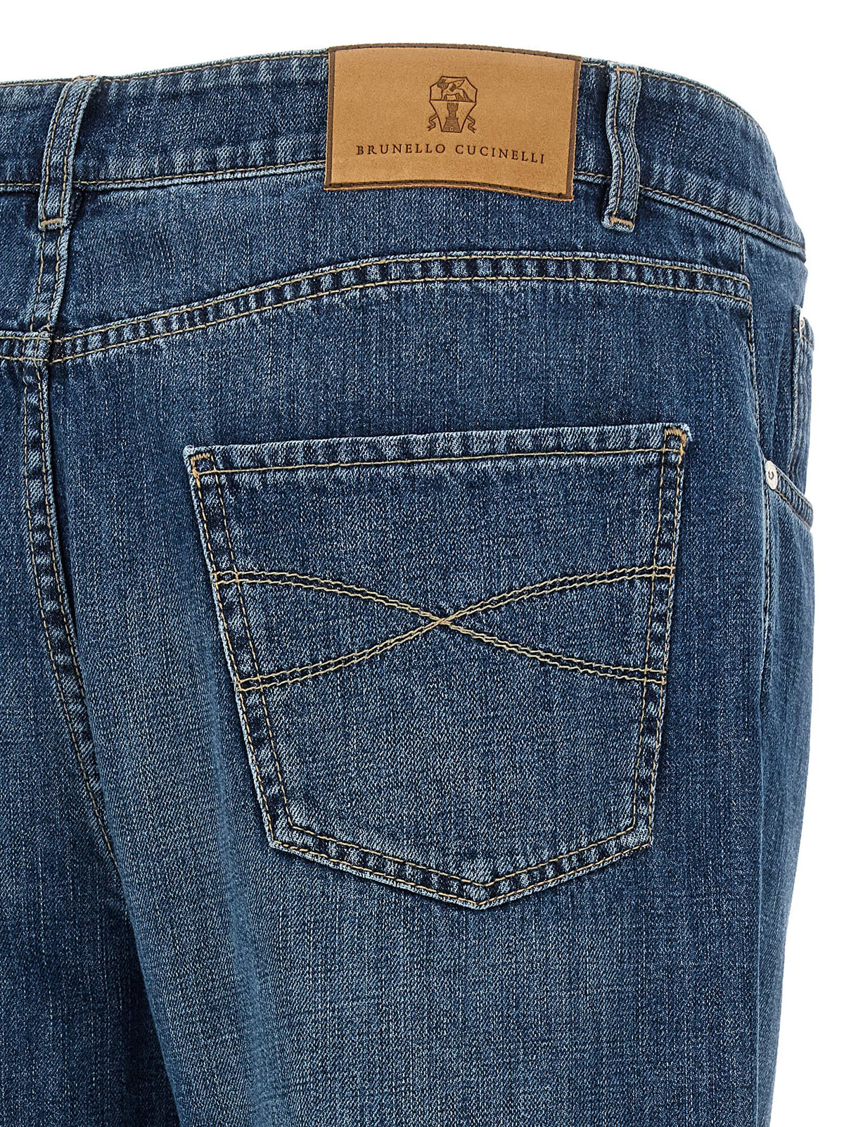 Brunello Cucinelli Blue Cotton Straight-Leg Jeans
