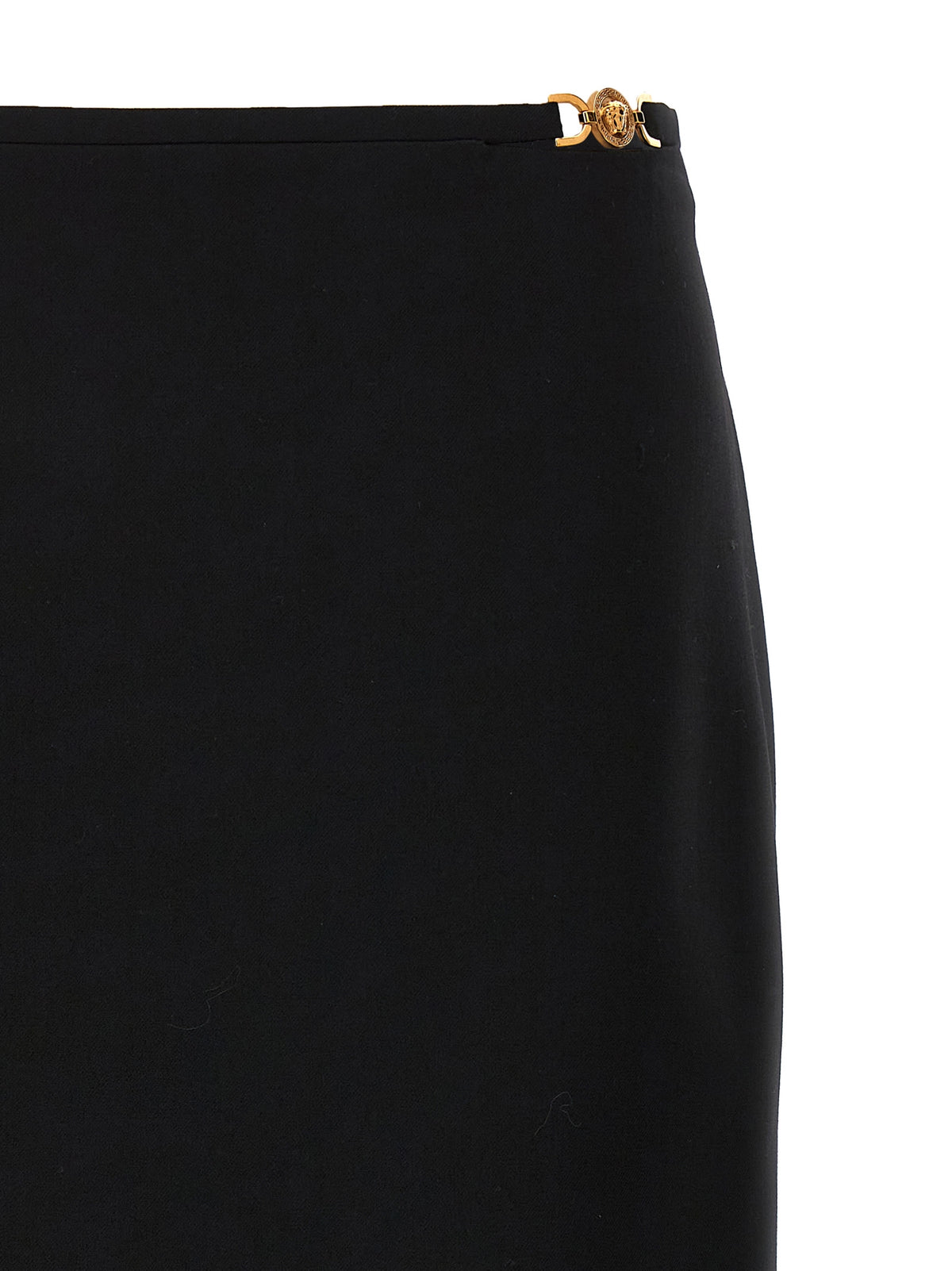 Versace Black Virgin Wool Midi Skirt