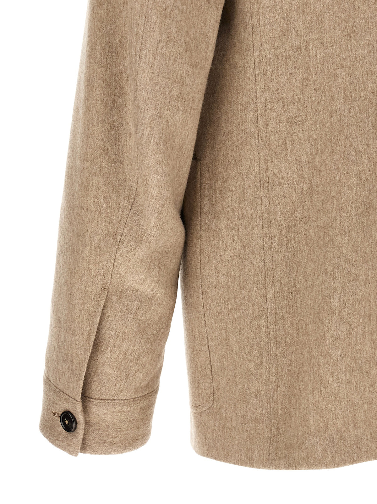 ZEGNA Beige Cashmere Full-Length Jacket