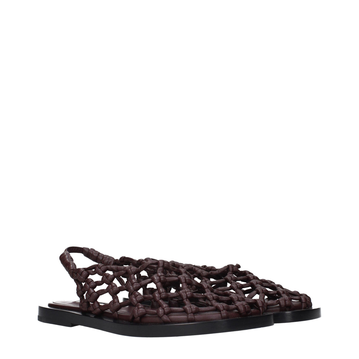 Jil Sander Brown Leather Flat Sandals