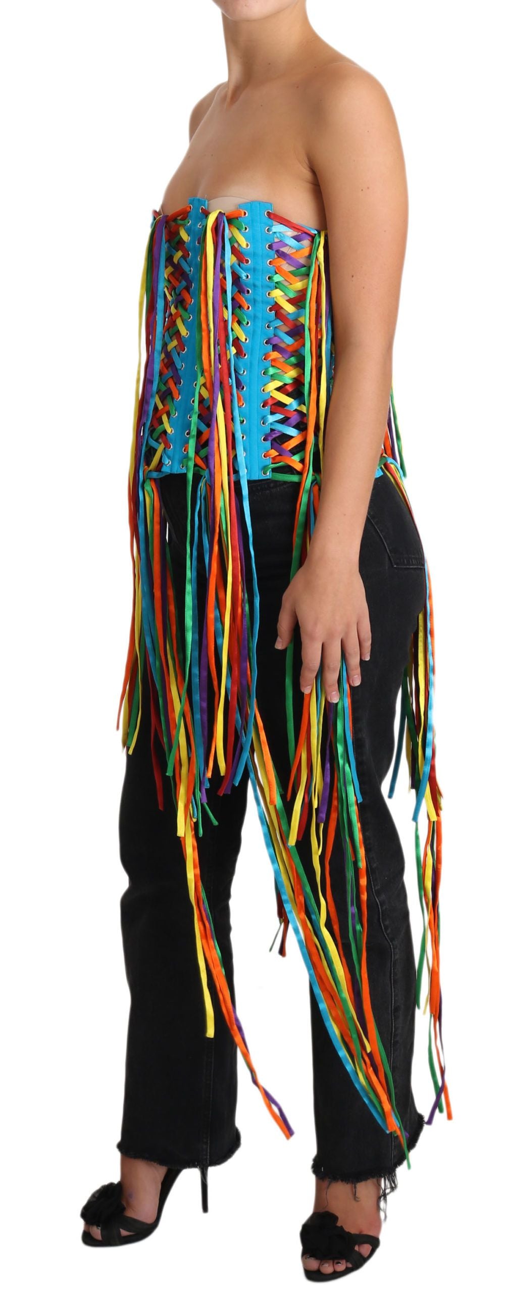 Dolce & Gabbana Multicolor Strings Bustier Polyester Corset  Top Dolce & Gabbana