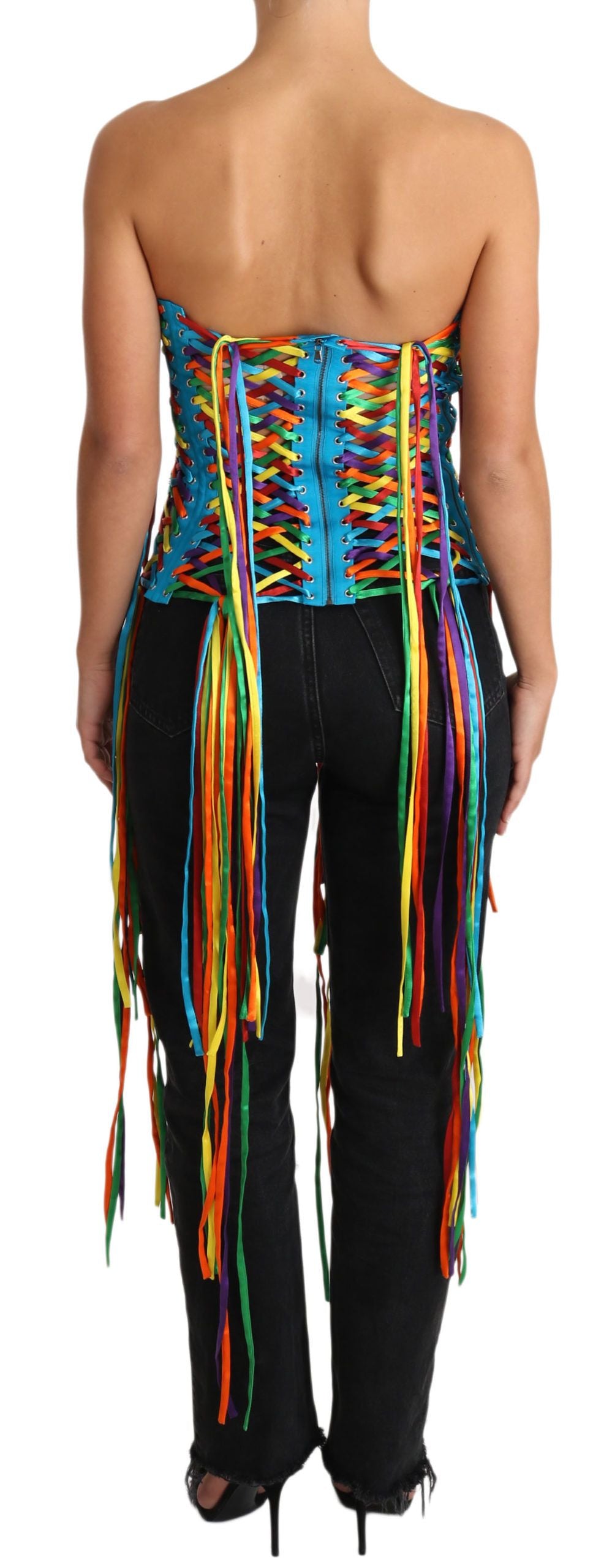Dolce & Gabbana Multicolor Strings Bustier Polyester Corset  Top Dolce & Gabbana