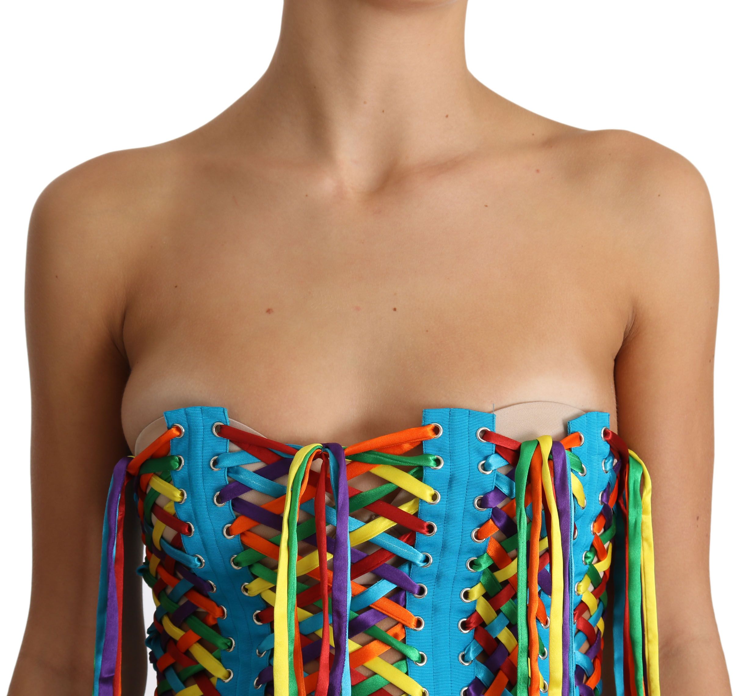 Dolce & Gabbana Multicolor Strings Bustier Polyester Corset  Top Dolce & Gabbana