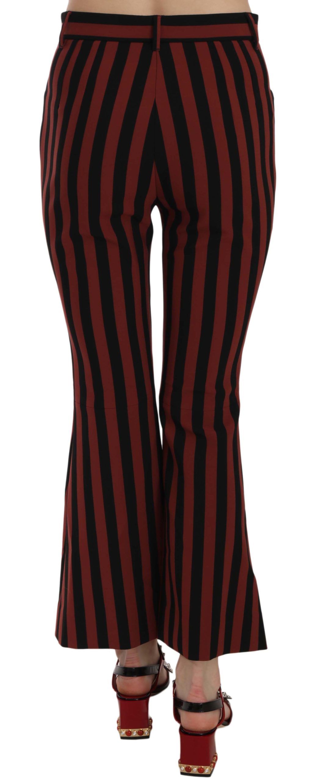 Dolce & Gabbana Black Amaranth Stripe Cropped Flared Pants Dolce & Gabbana