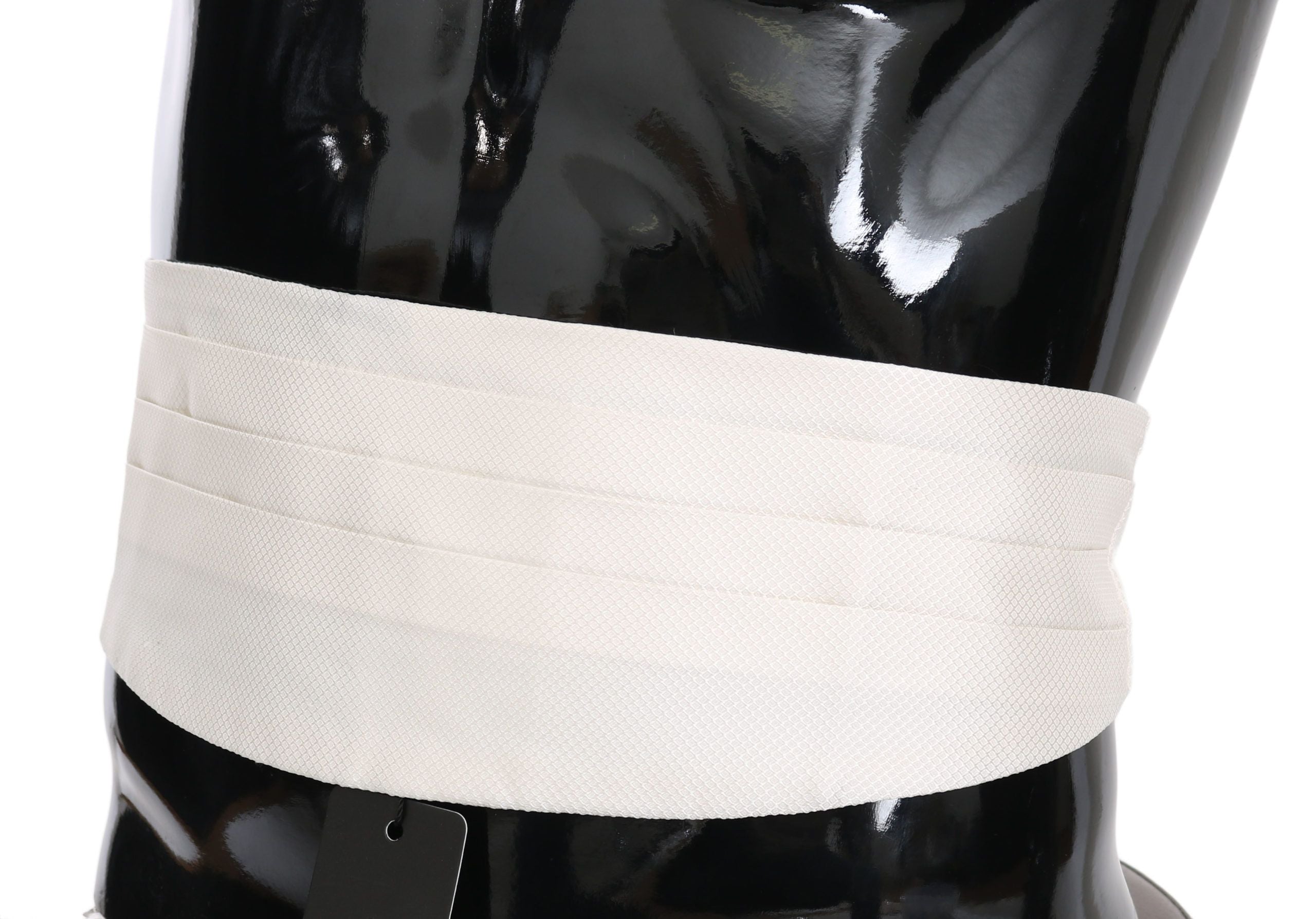 Dolce & Gabbana White Men Waist Belt 100% Silk Cummerbund Dolce & Gabbana