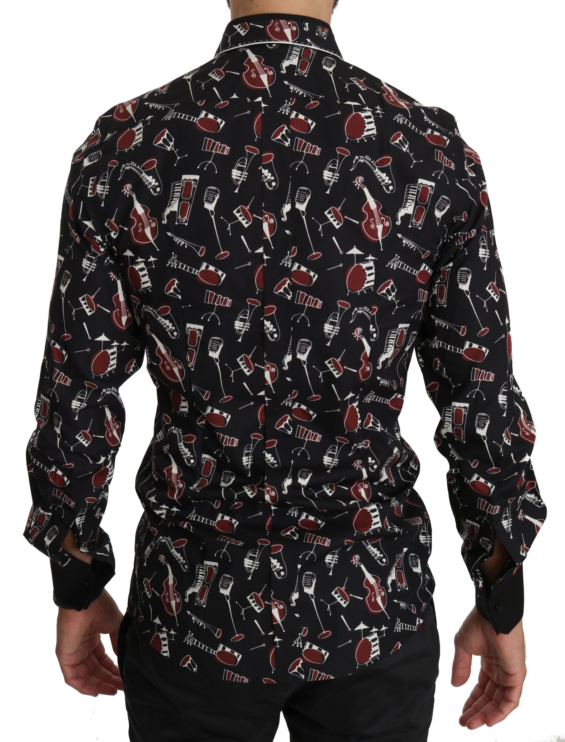 Dolce & Gabbana Black Musical Instrument Slim fit Shirt Dolce & Gabbana