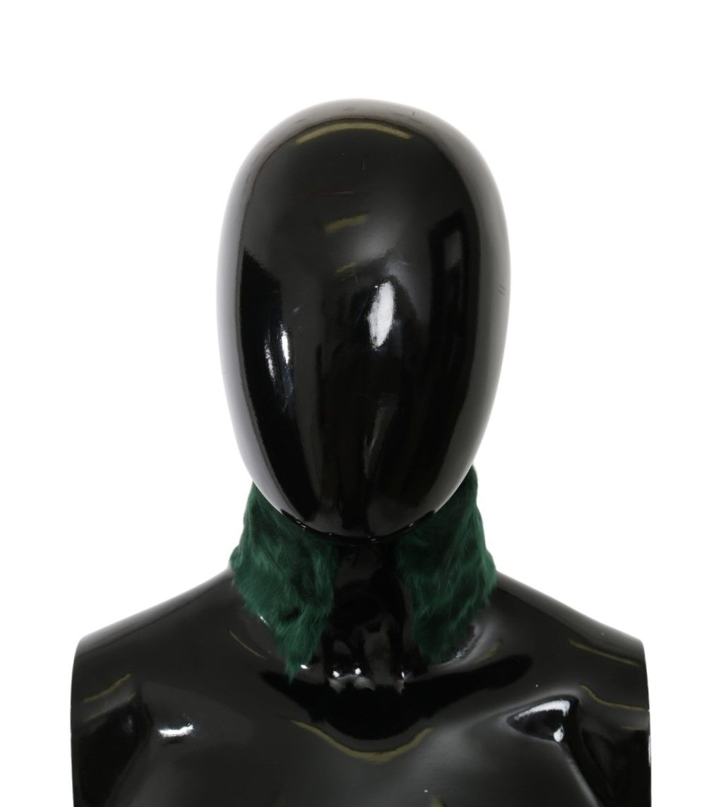 Dolce & Gabbana Green Fur Neck Collar Wrap Lambskin Scarf Dolce & Gabbana