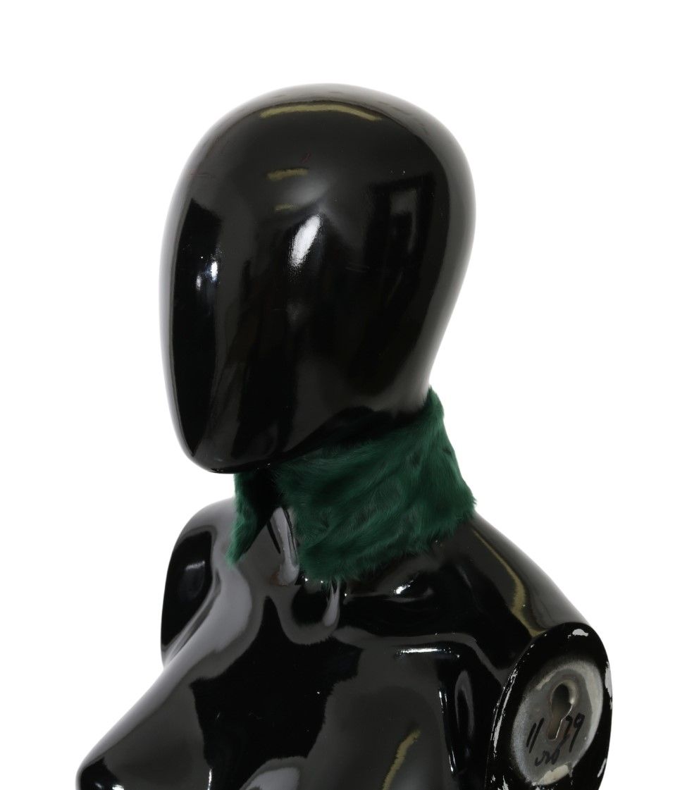 Dolce & Gabbana Green Fur Neck Collar Wrap Lambskin Scarf Dolce & Gabbana