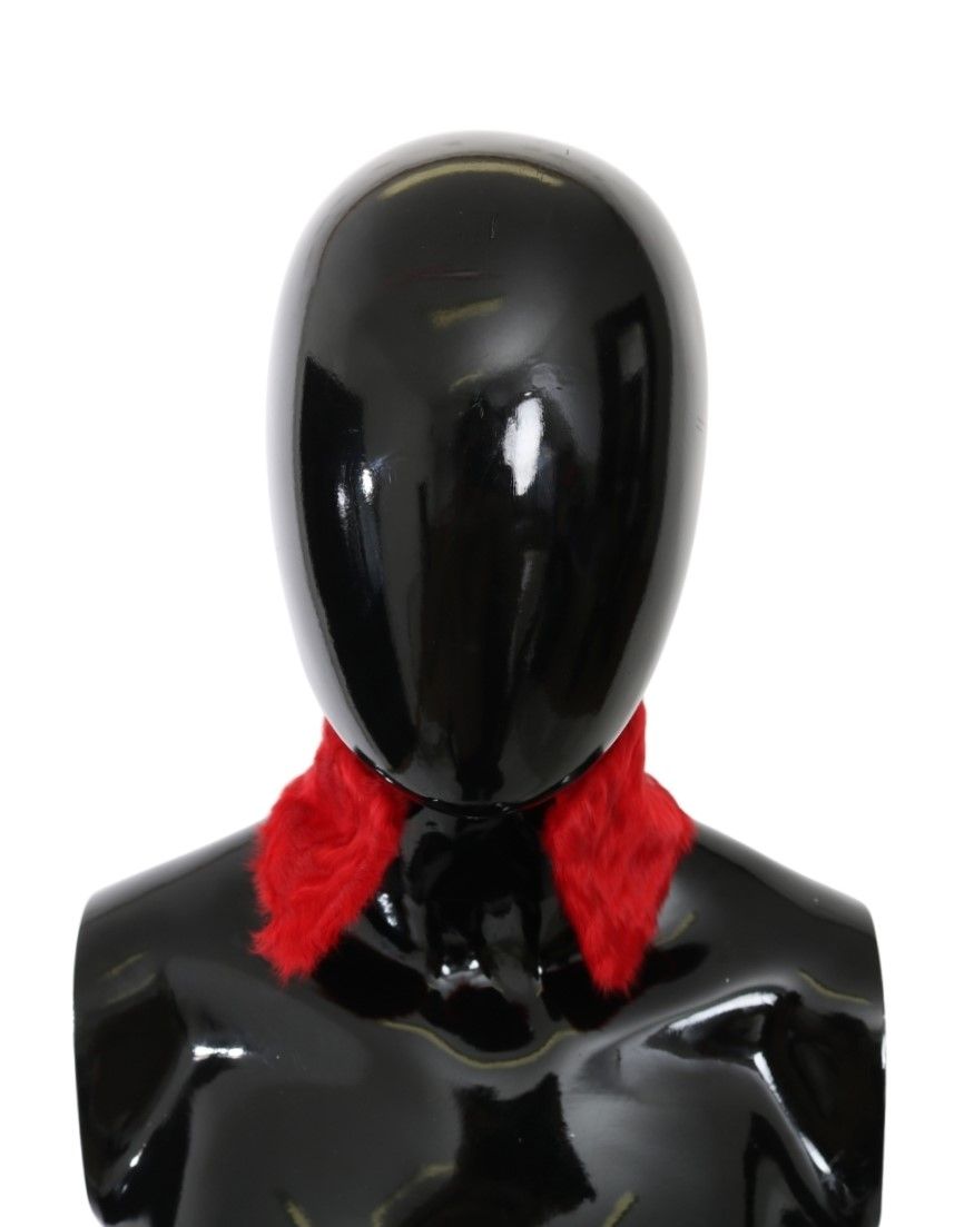 Dolce & Gabbana Red Fur Neck Collar Wrap Lambskin Scarf Dolce & Gabbana