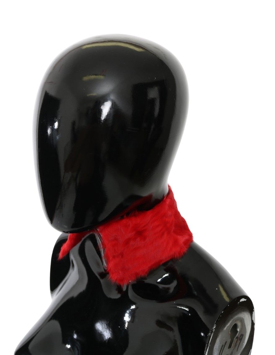 Dolce & Gabbana Red Fur Neck Collar Wrap Lambskin Scarf Dolce & Gabbana