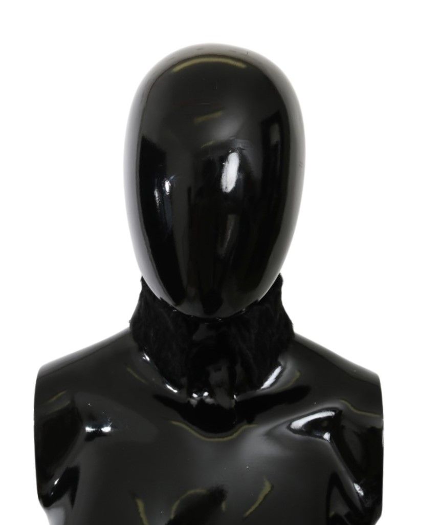 Dolce & Gabbana Black Fur Neck Collar Wrap Lambskin Scarf Dolce & Gabbana