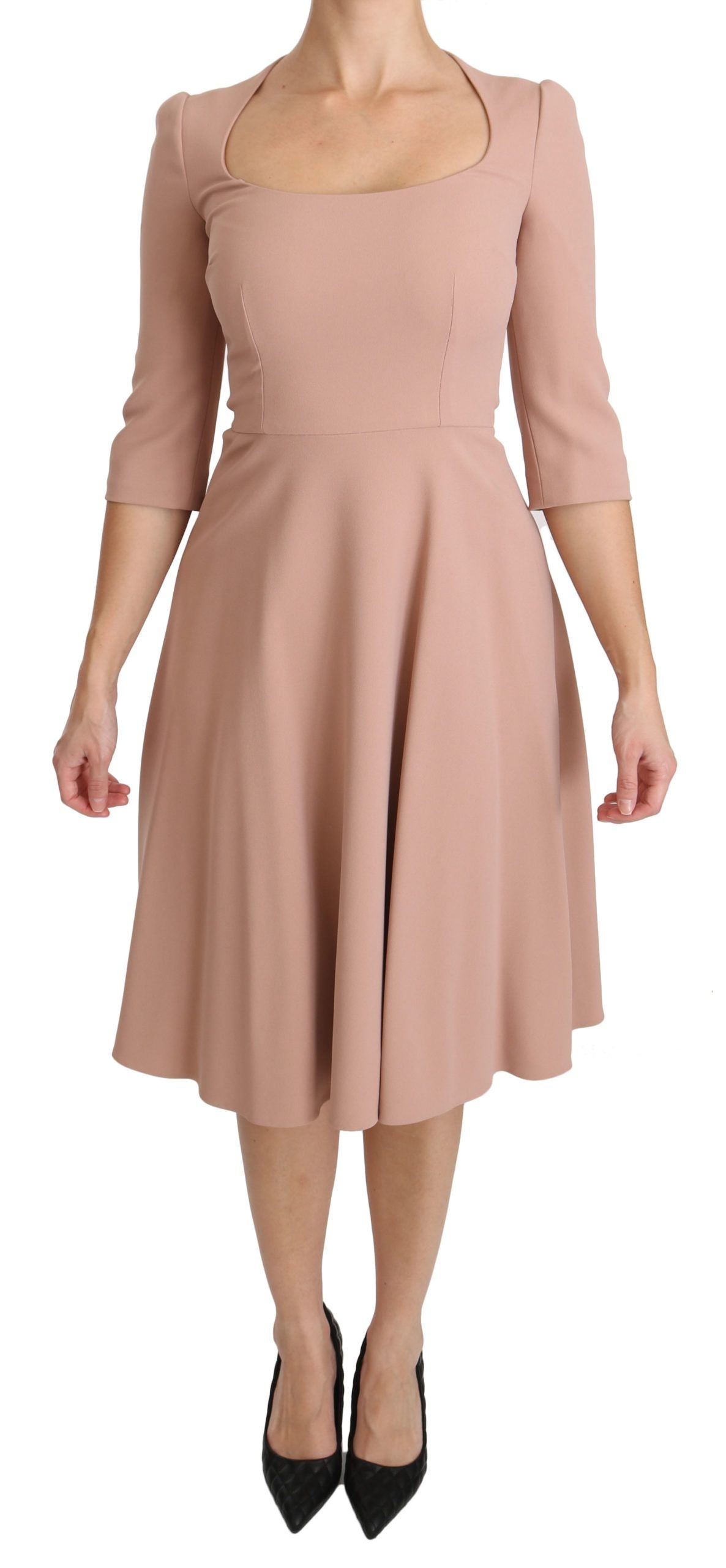 Dolce & Gabbana Pink 3/4 Sleeves A-line Viscose Dress Dolce & Gabbana