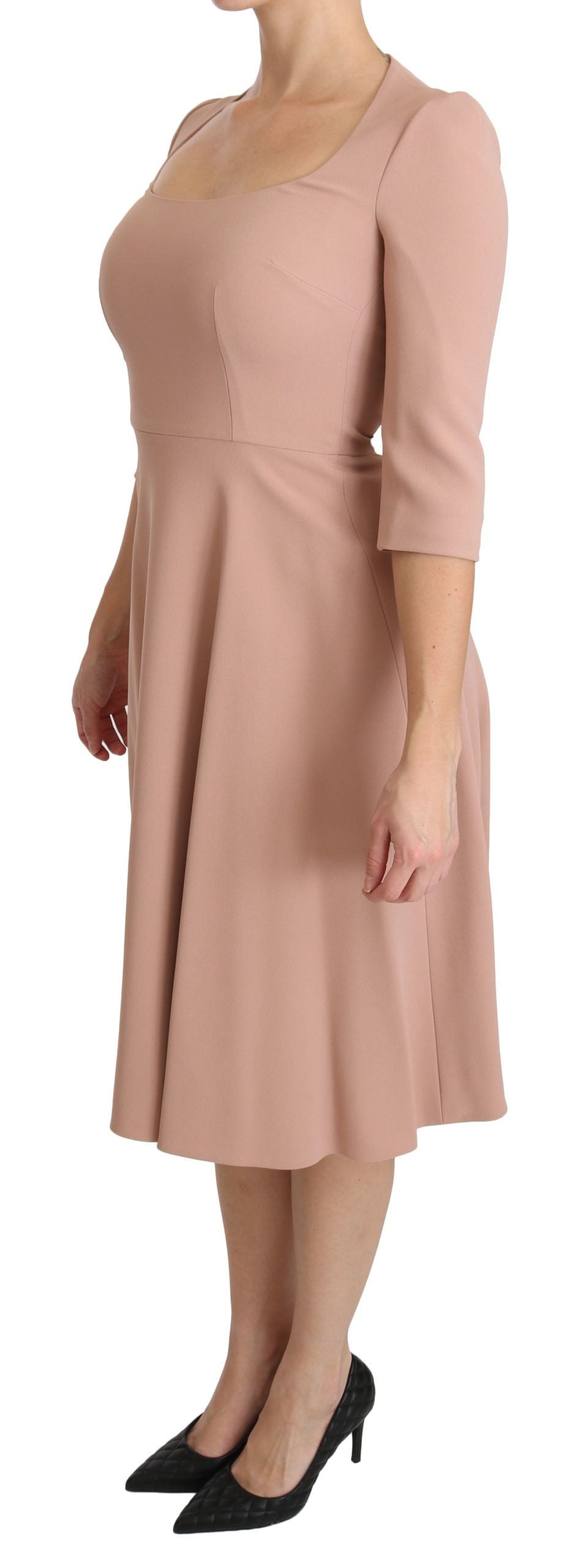 Dolce & Gabbana Pink 3/4 Sleeves A-line Viscose Dress Dolce & Gabbana