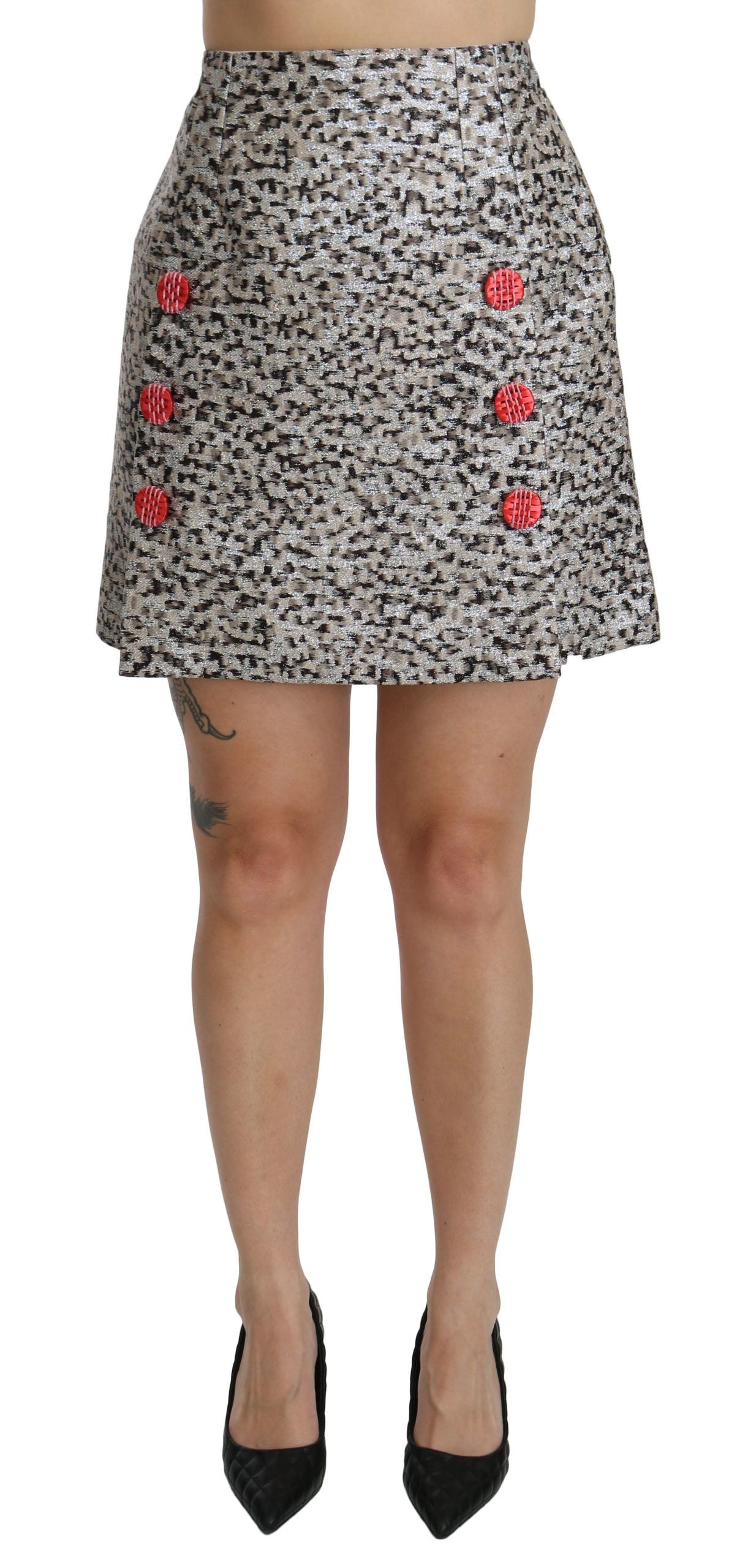Dolce & Gabbana Silver Pattern A-line High Waist Skirt Dolce & Gabbana